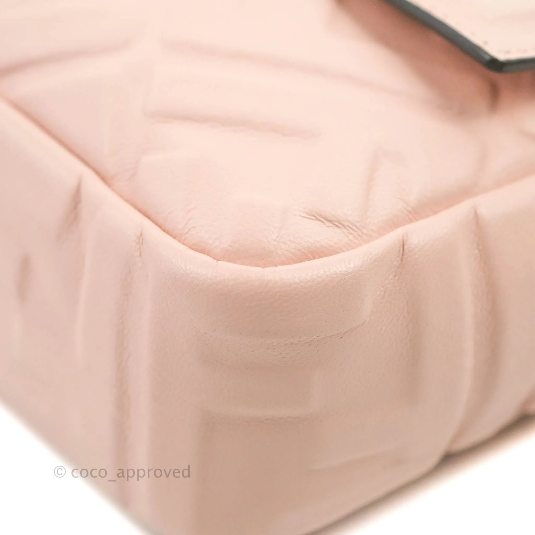 Fendi Medium Nappa FF 1974 Embossed Baguette Rosa Quarzo Gold Hardware