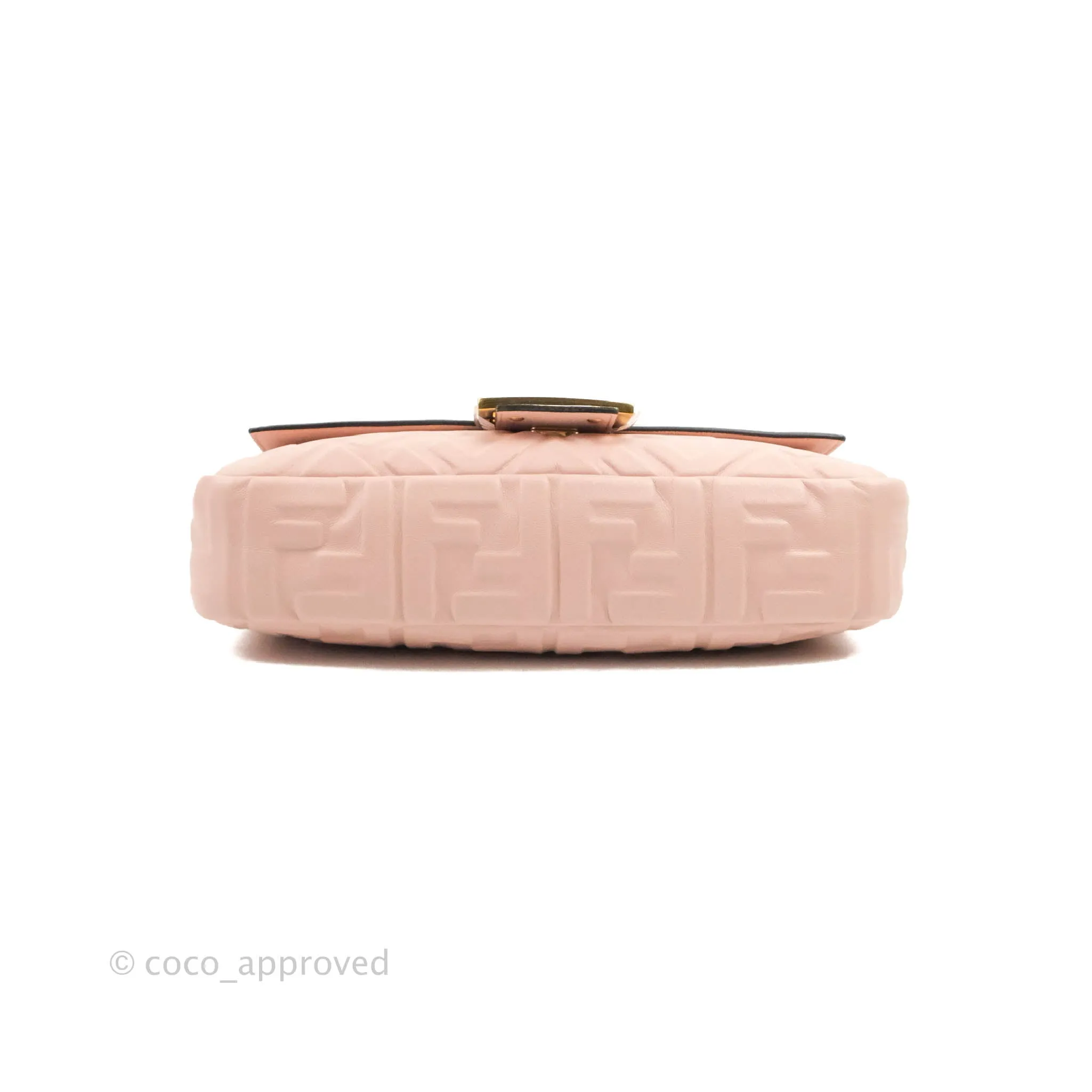 Fendi Medium Nappa FF 1974 Embossed Baguette Rosa Quarzo Gold Hardware
