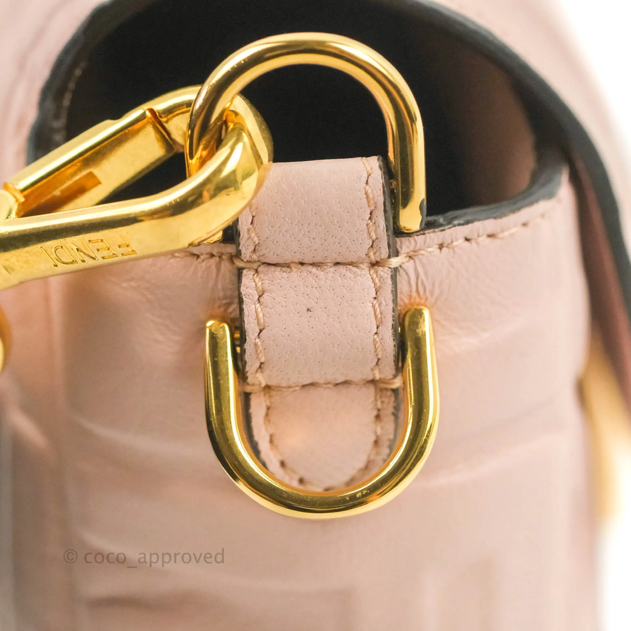Fendi Medium Nappa FF 1974 Embossed Baguette Rosa Quarzo Gold Hardware