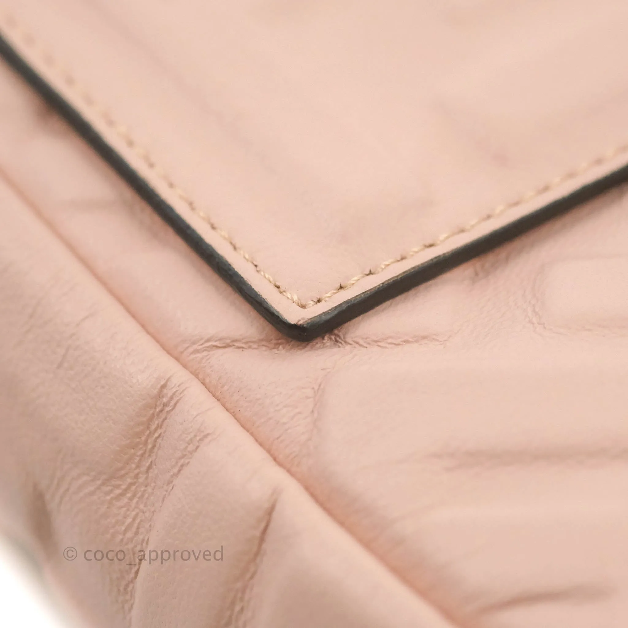 Fendi Medium Nappa FF 1974 Embossed Baguette Rosa Quarzo Gold Hardware