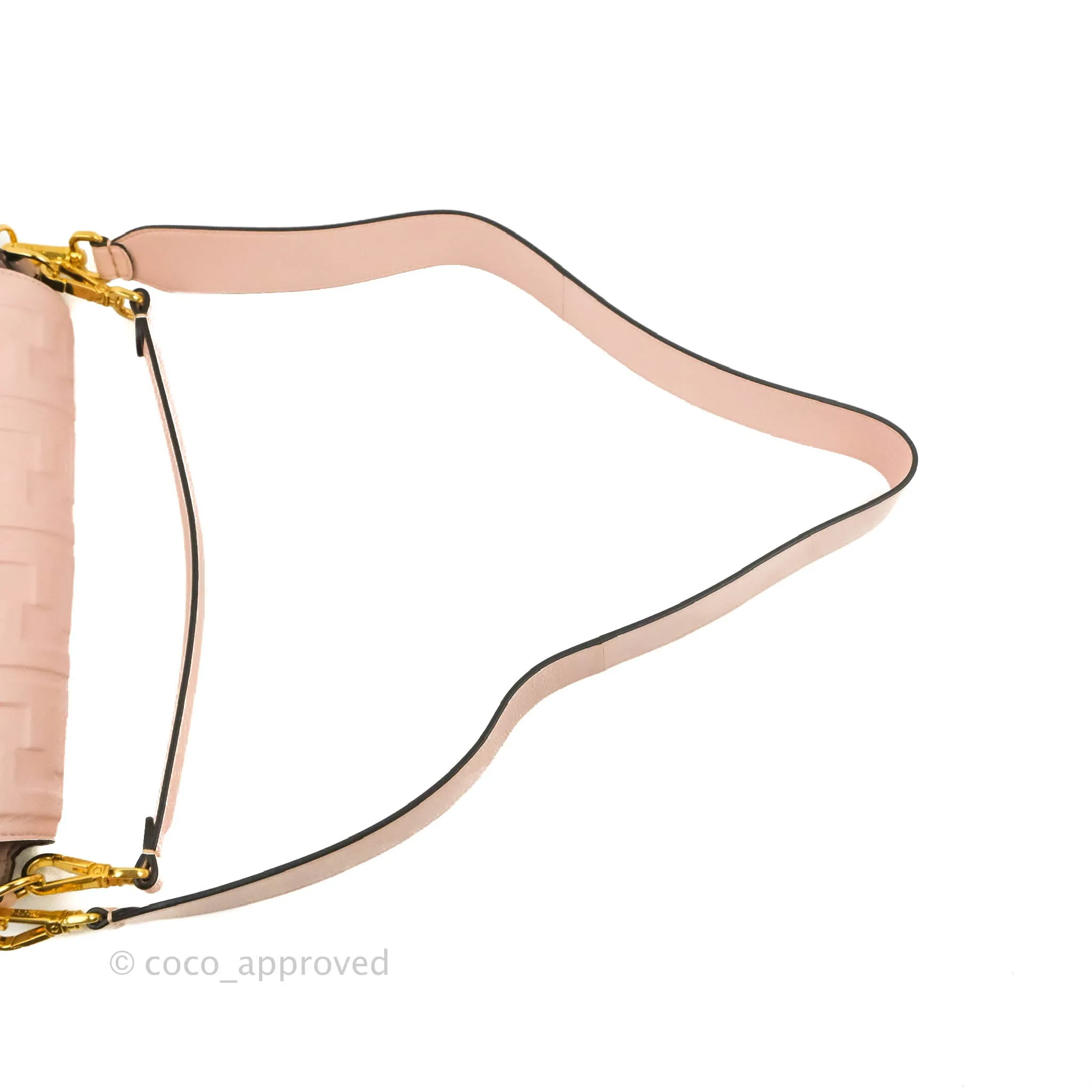 Fendi Medium Nappa FF 1974 Embossed Baguette Rosa Quarzo Gold Hardware