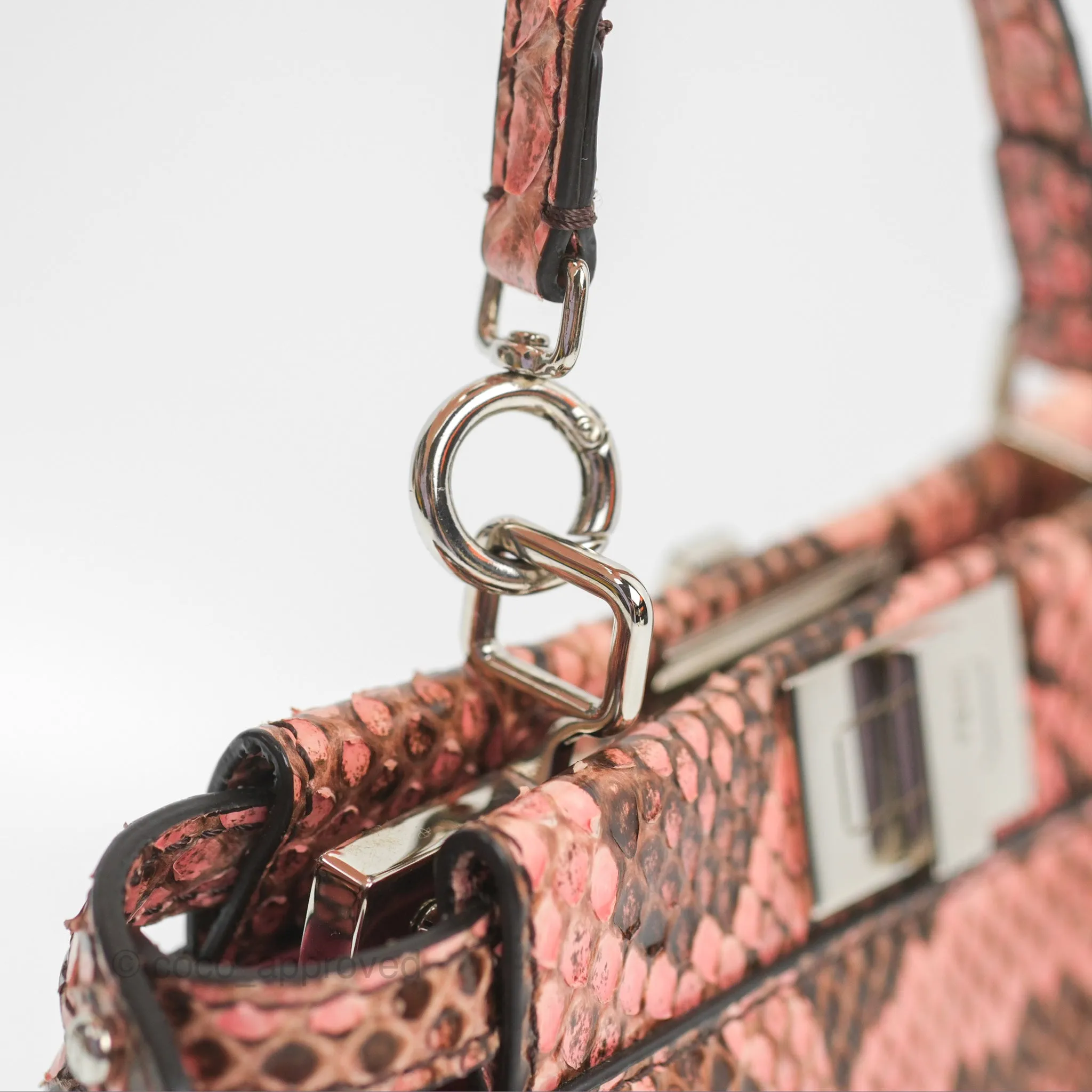 Fendi Micro Peekaboo Bag Pink Python Silver Hardware