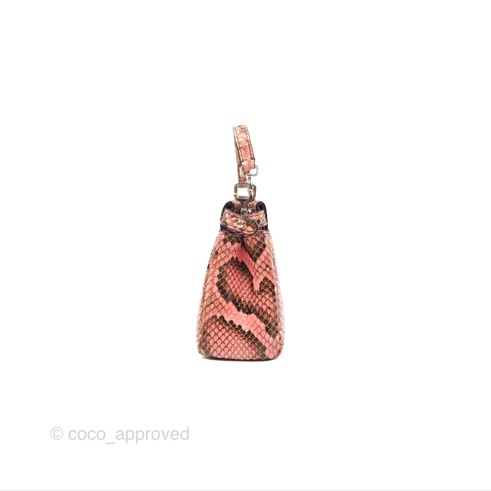 Fendi Micro Peekaboo Bag Pink Python Silver Hardware