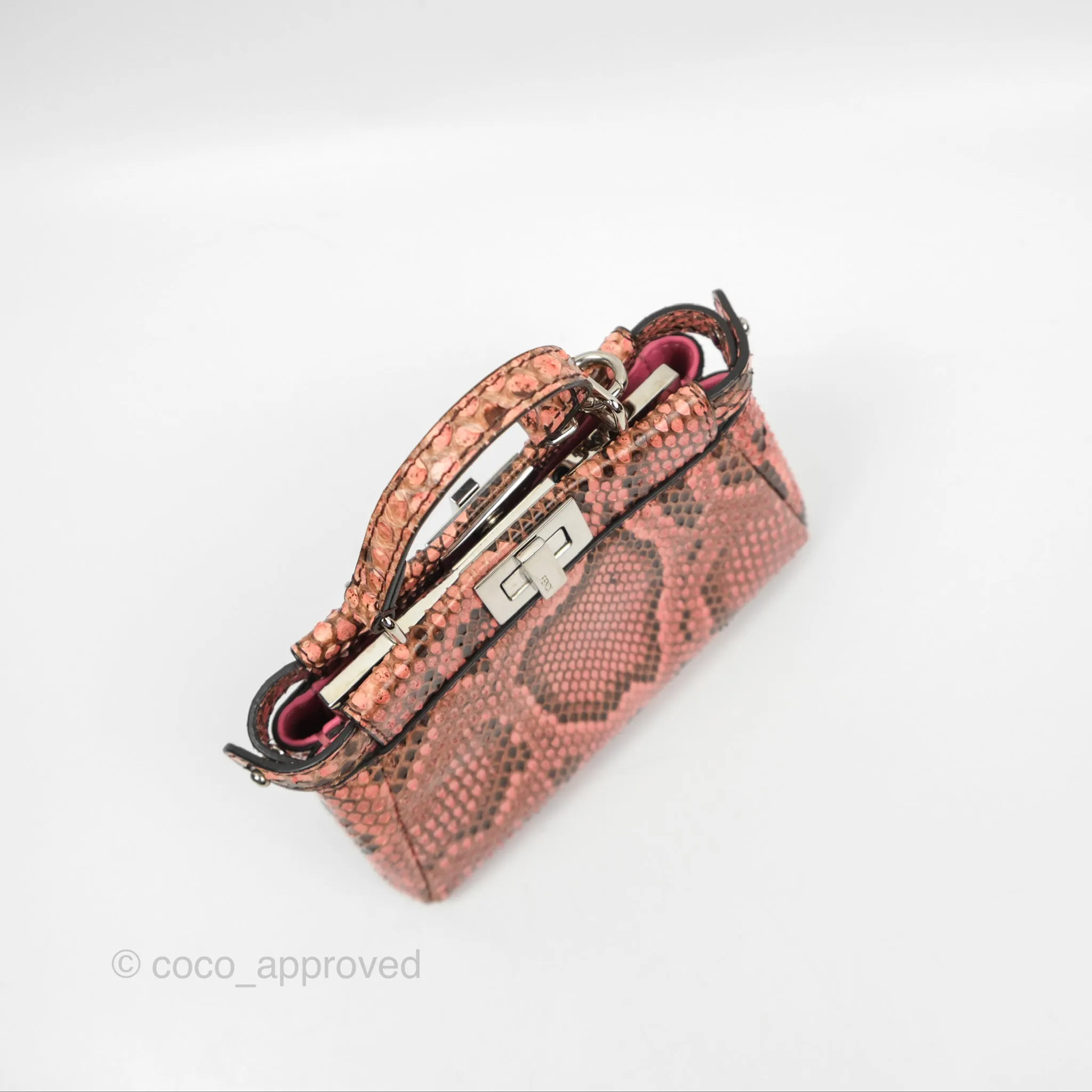 Fendi Micro Peekaboo Bag Pink Python Silver Hardware