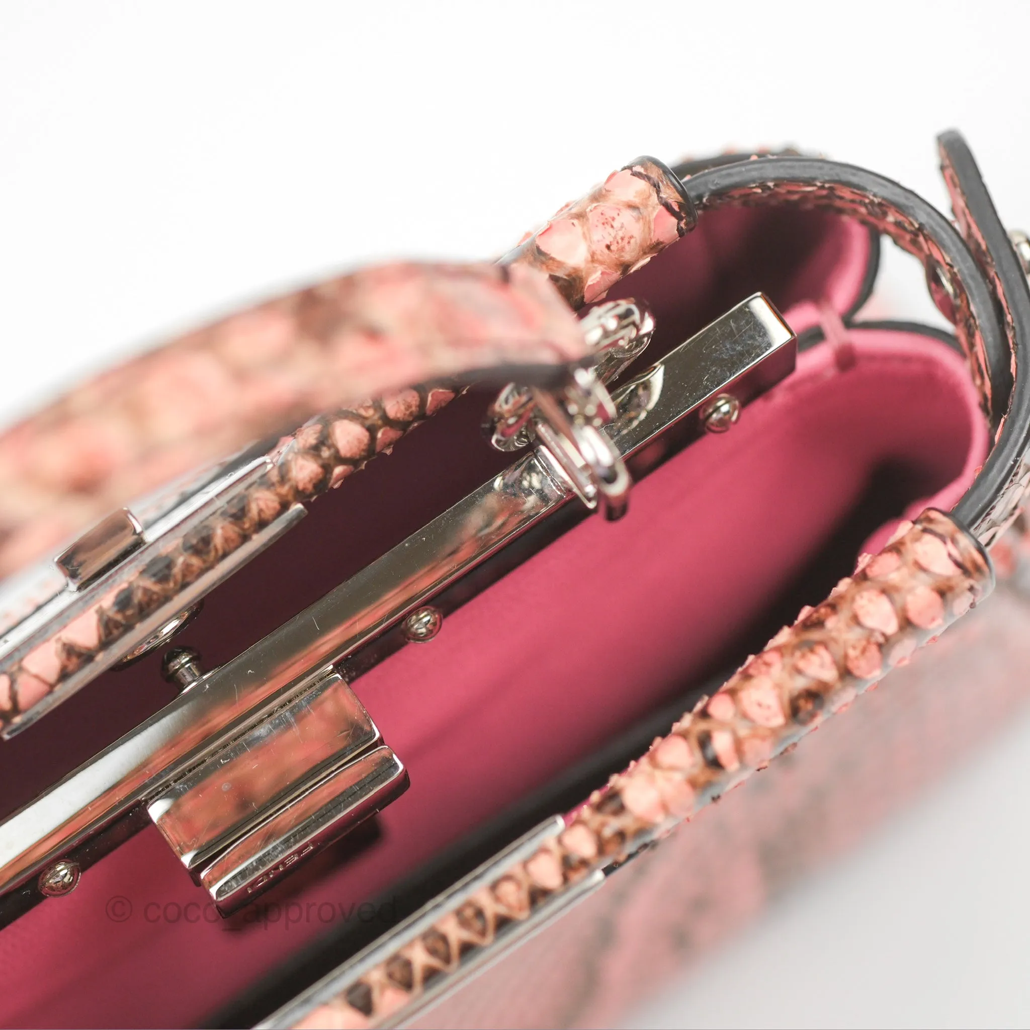 Fendi Micro Peekaboo Bag Pink Python Silver Hardware