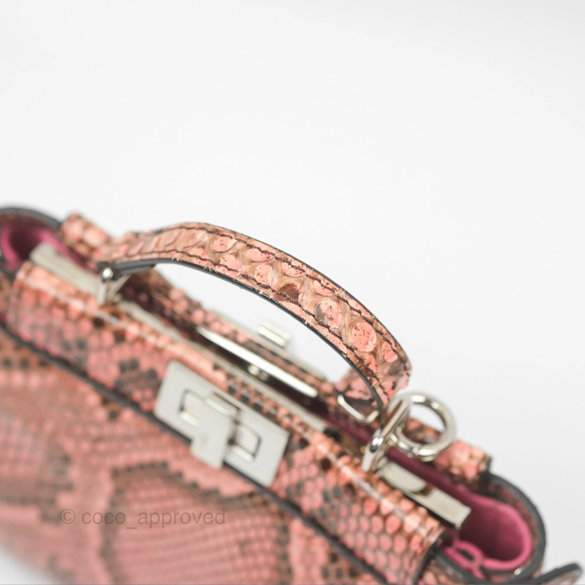 Fendi Micro Peekaboo Bag Pink Python Silver Hardware