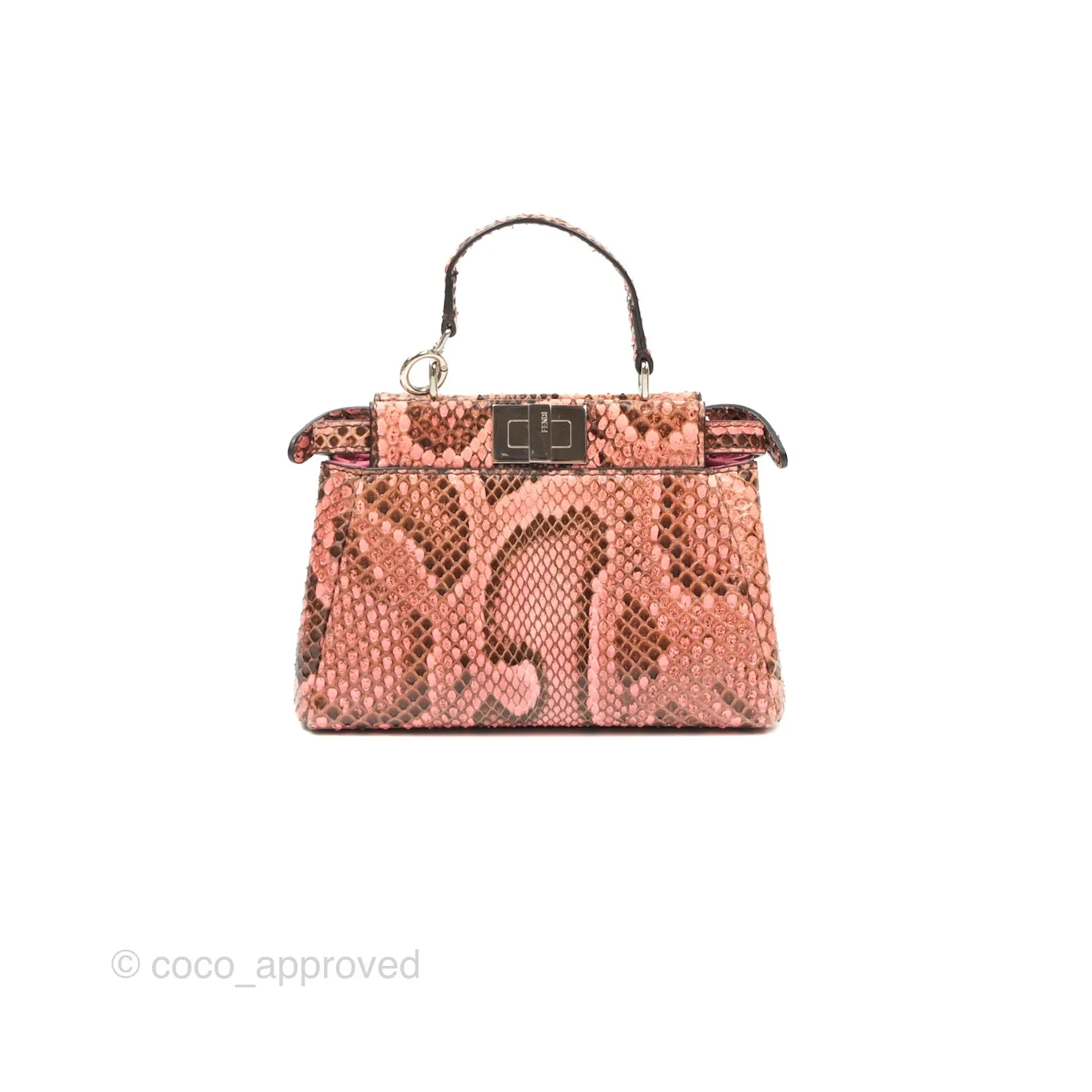 Fendi Micro Peekaboo Bag Pink Python Silver Hardware