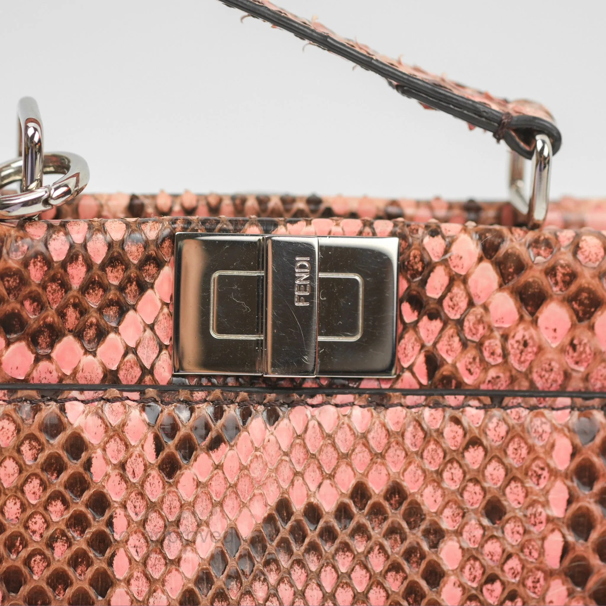 Fendi Micro Peekaboo Bag Pink Python Silver Hardware
