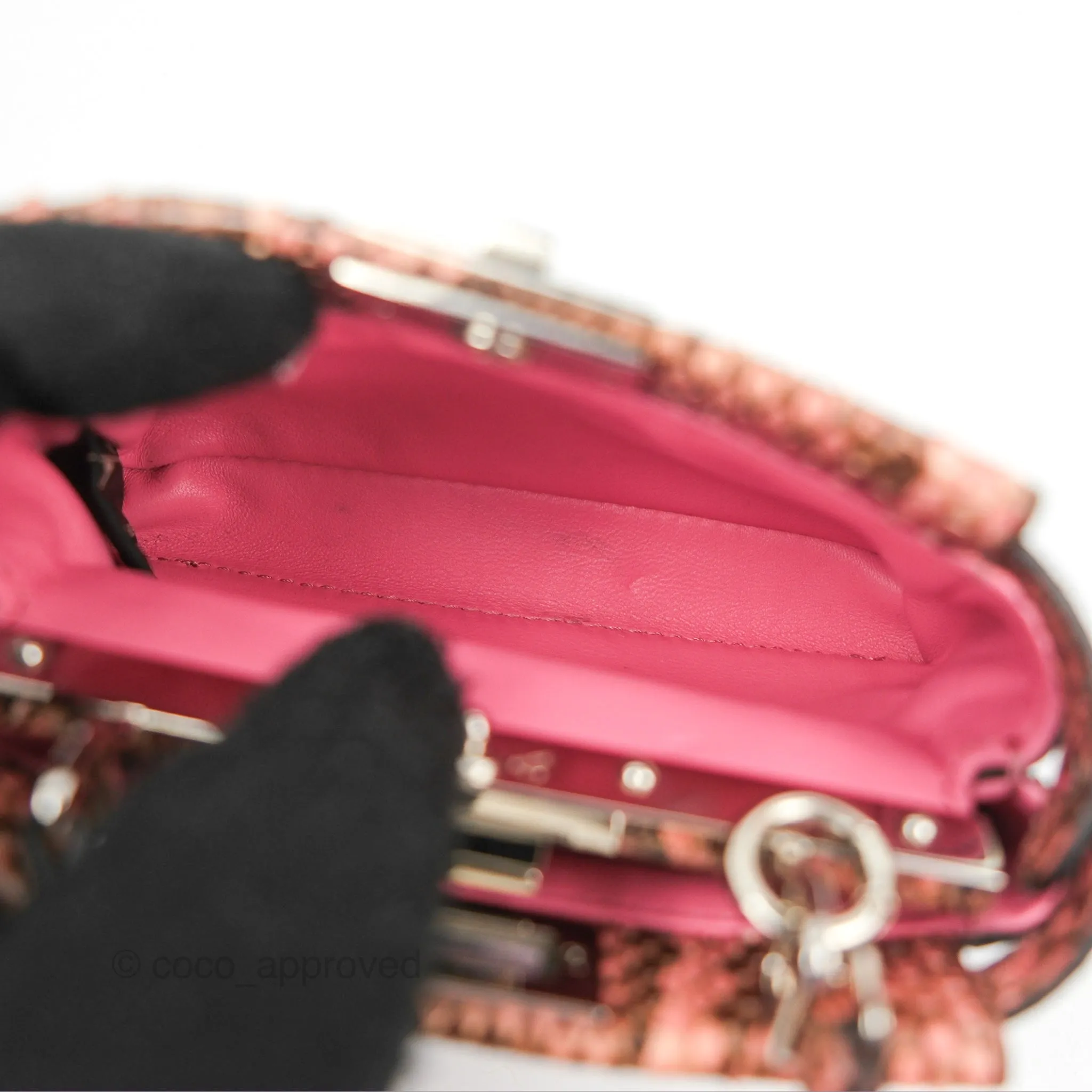 Fendi Micro Peekaboo Bag Pink Python Silver Hardware