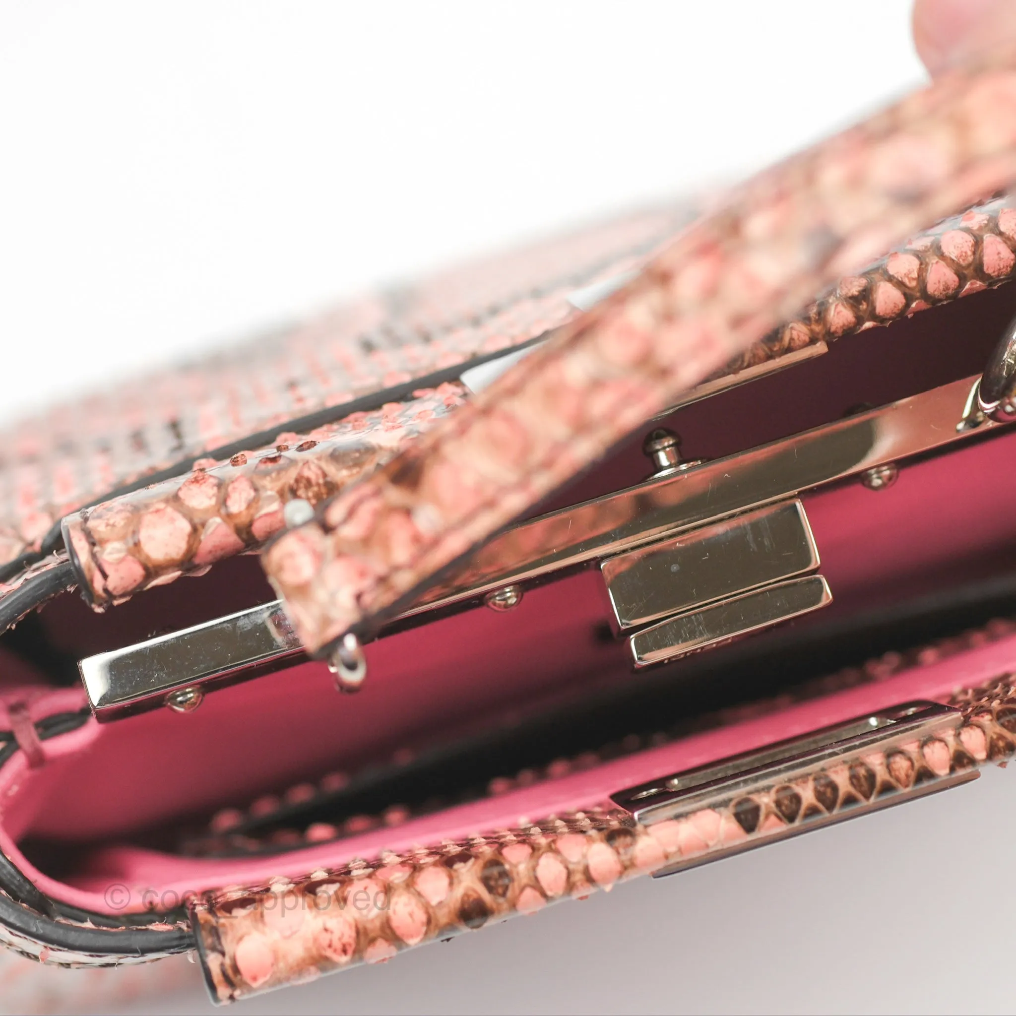 Fendi Micro Peekaboo Bag Pink Python Silver Hardware