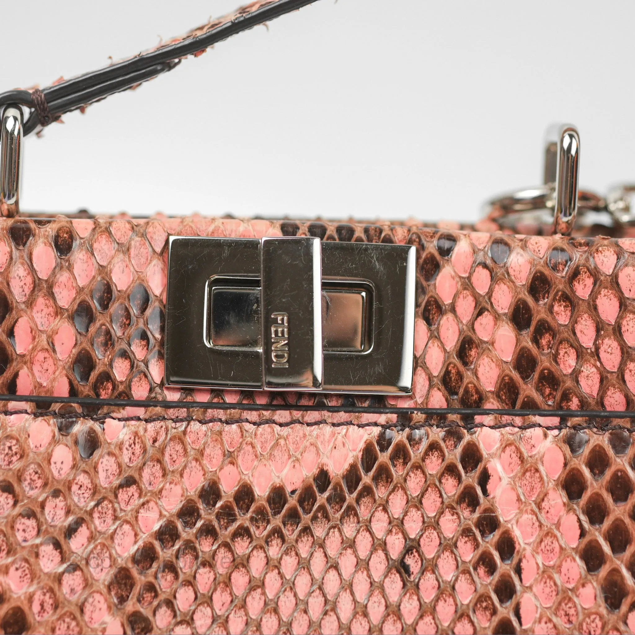 Fendi Micro Peekaboo Bag Pink Python Silver Hardware