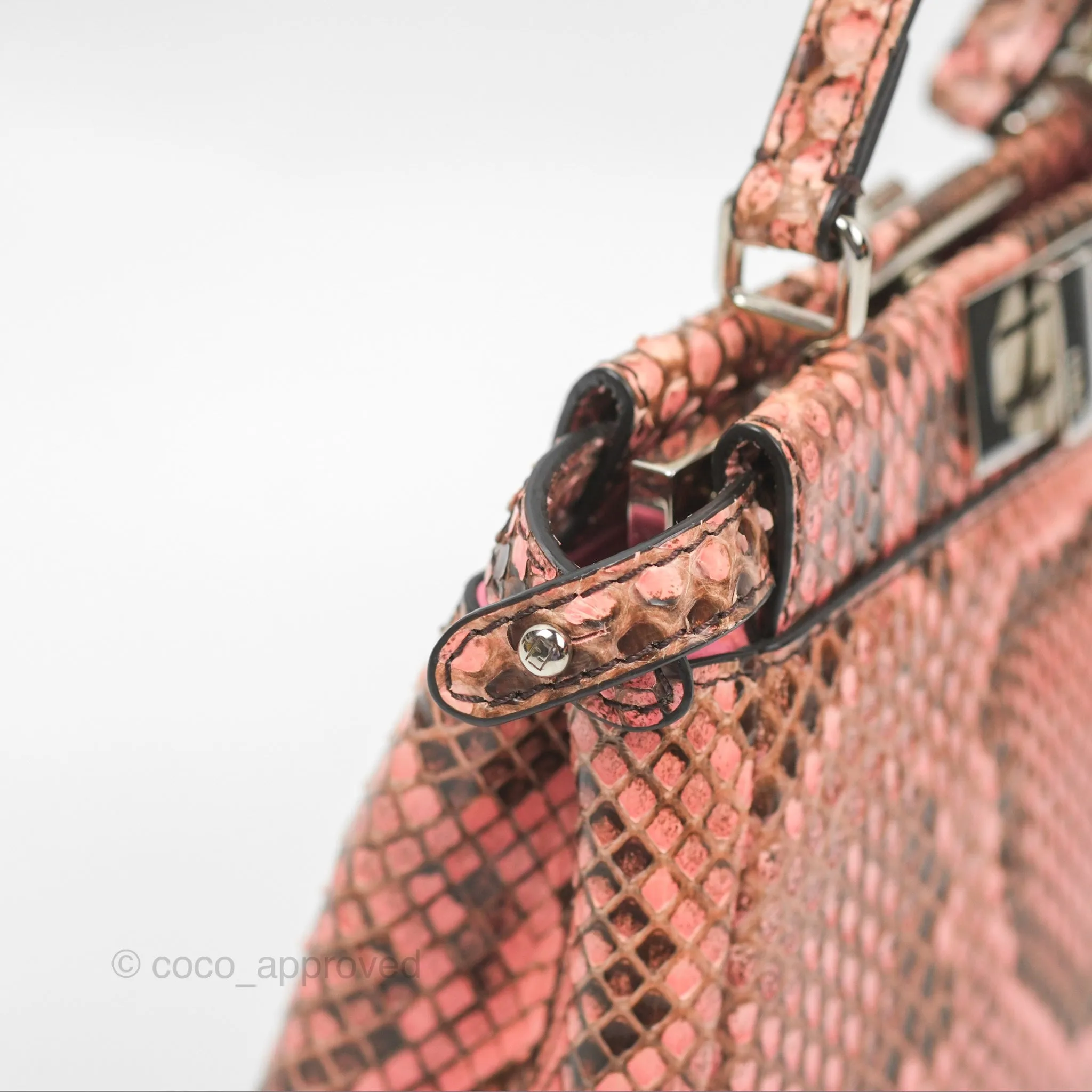 Fendi Micro Peekaboo Bag Pink Python Silver Hardware