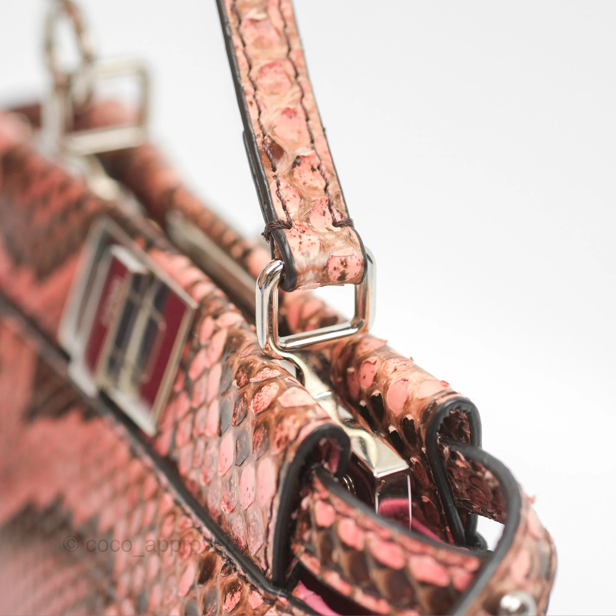 Fendi Micro Peekaboo Bag Pink Python Silver Hardware