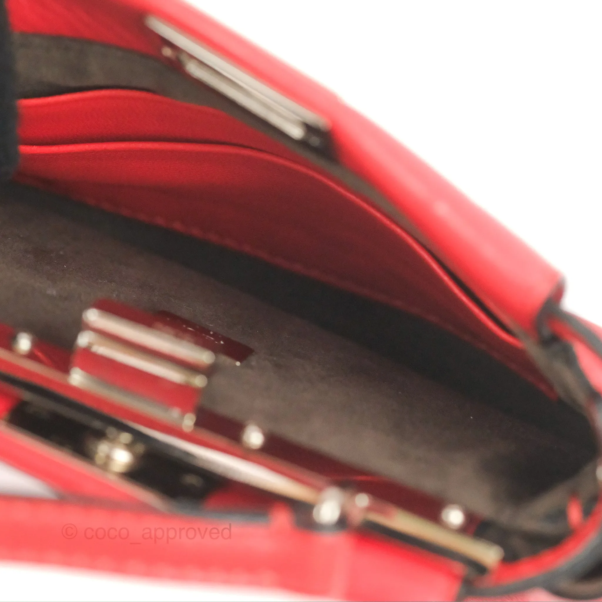 Fendi Micro Peekaboo Bag Red Calfskin Silver Hardware