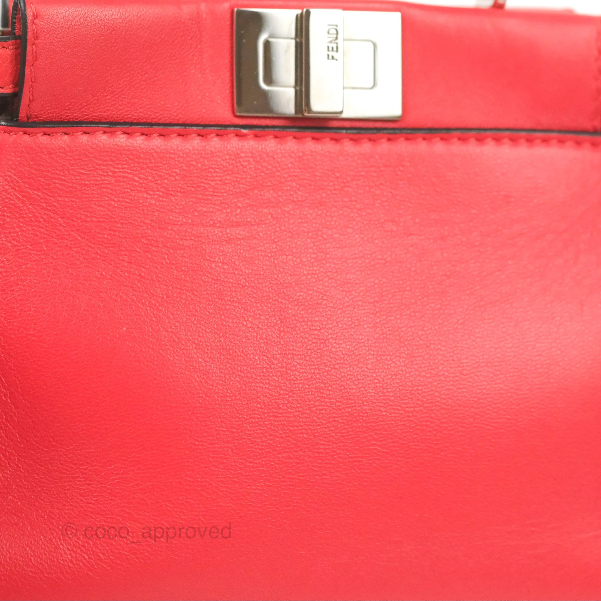 Fendi Micro Peekaboo Bag Red Calfskin Silver Hardware