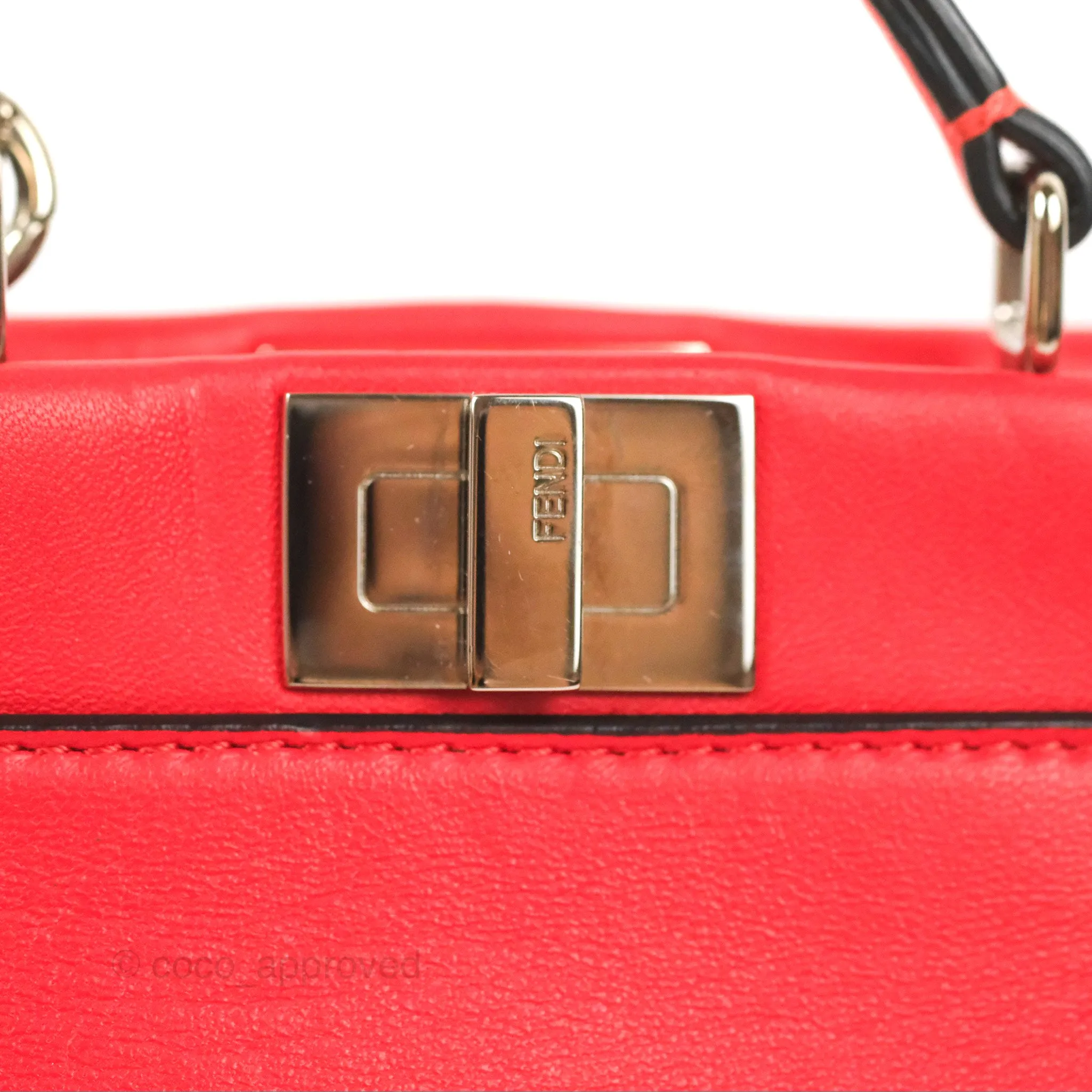 Fendi Micro Peekaboo Bag Red Calfskin Silver Hardware