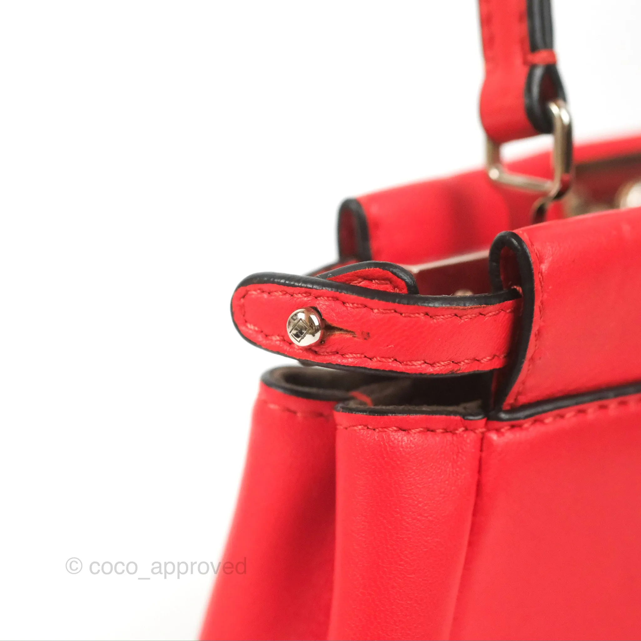 Fendi Micro Peekaboo Bag Red Calfskin Silver Hardware