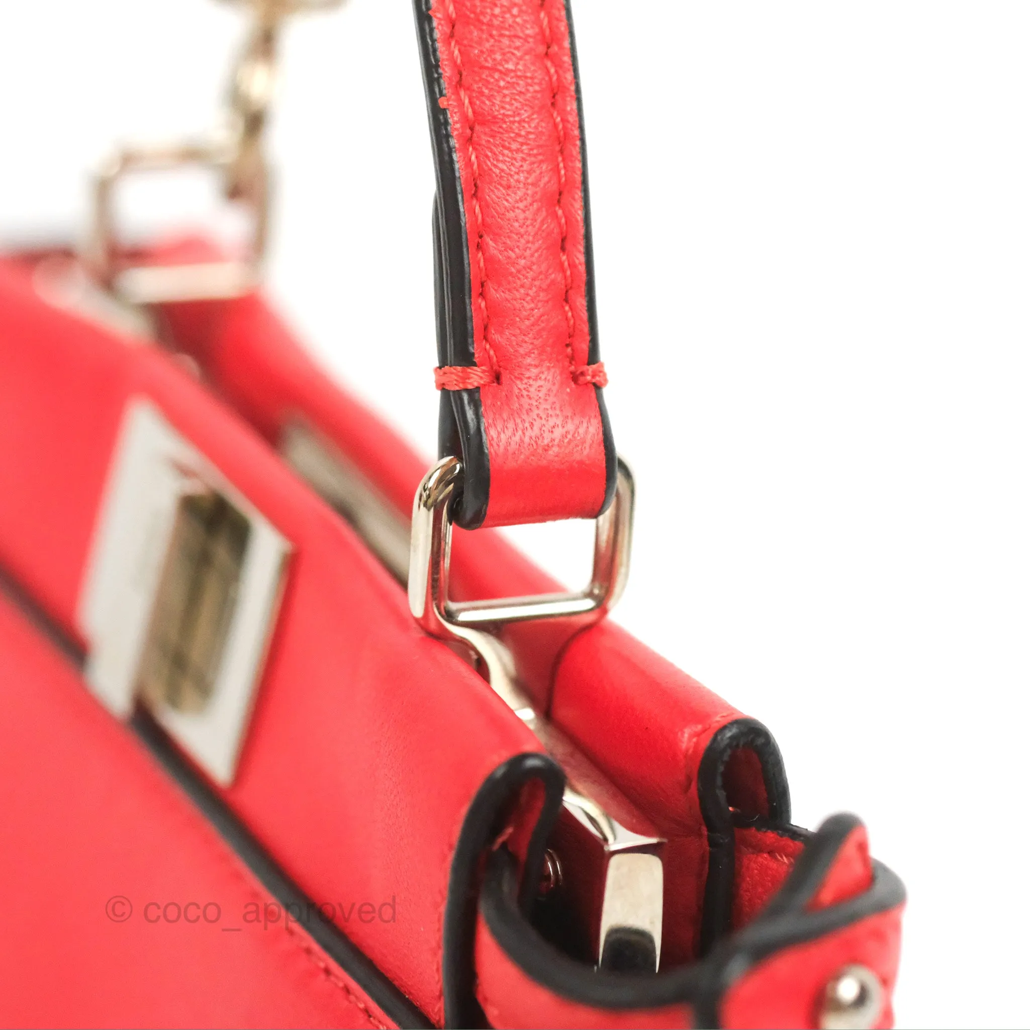 Fendi Micro Peekaboo Bag Red Calfskin Silver Hardware