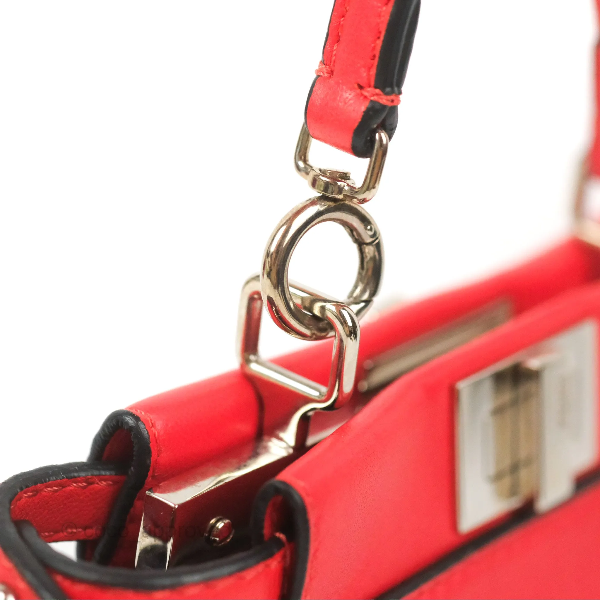 Fendi Micro Peekaboo Bag Red Calfskin Silver Hardware