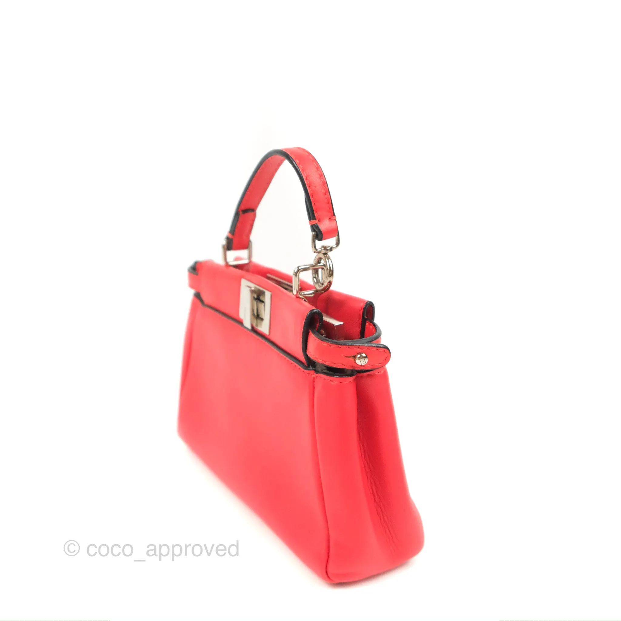 Fendi Micro Peekaboo Bag Red Calfskin Silver Hardware