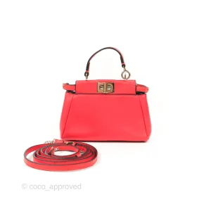 Fendi Micro Peekaboo Bag Red Calfskin Silver Hardware