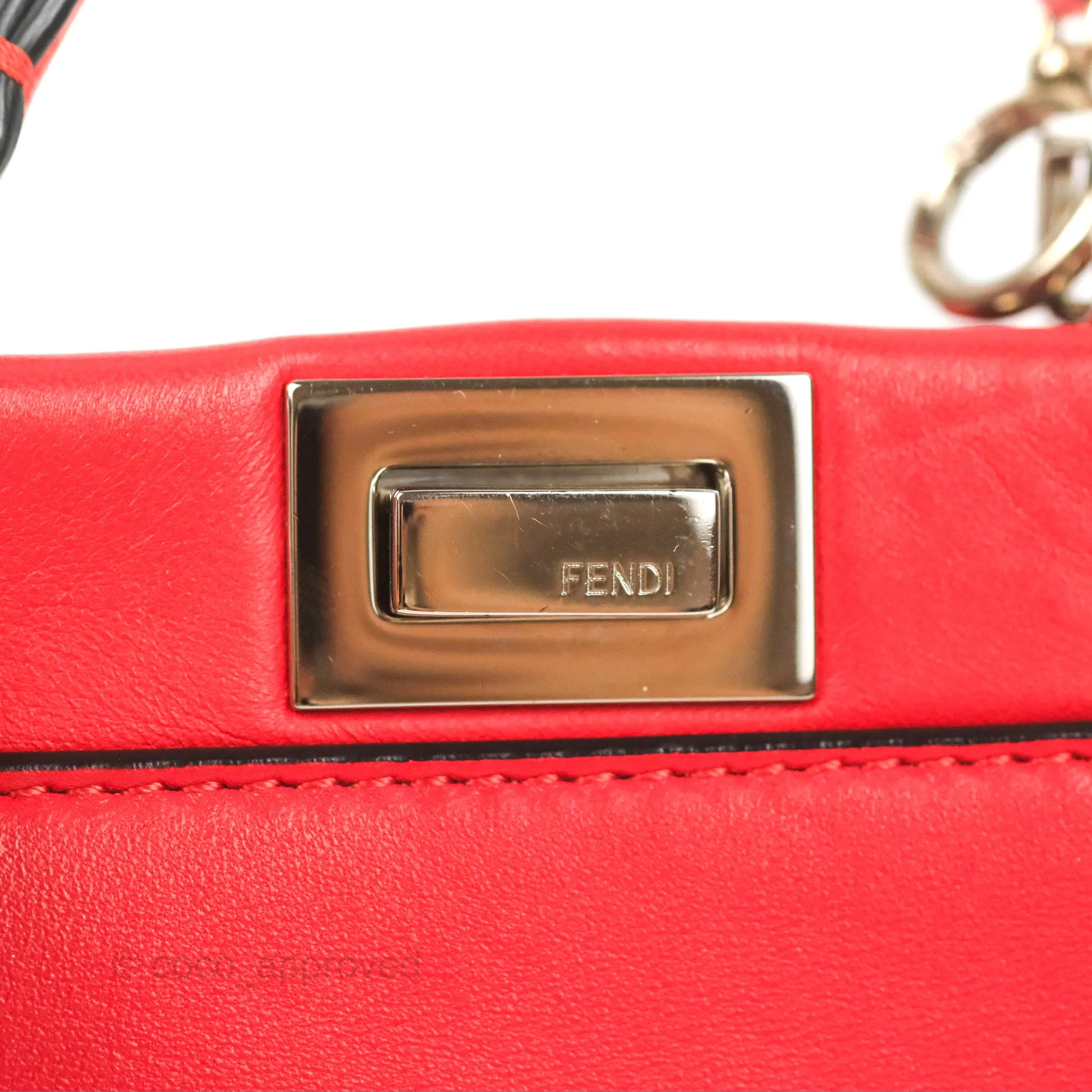 Fendi Micro Peekaboo Bag Red Calfskin Silver Hardware