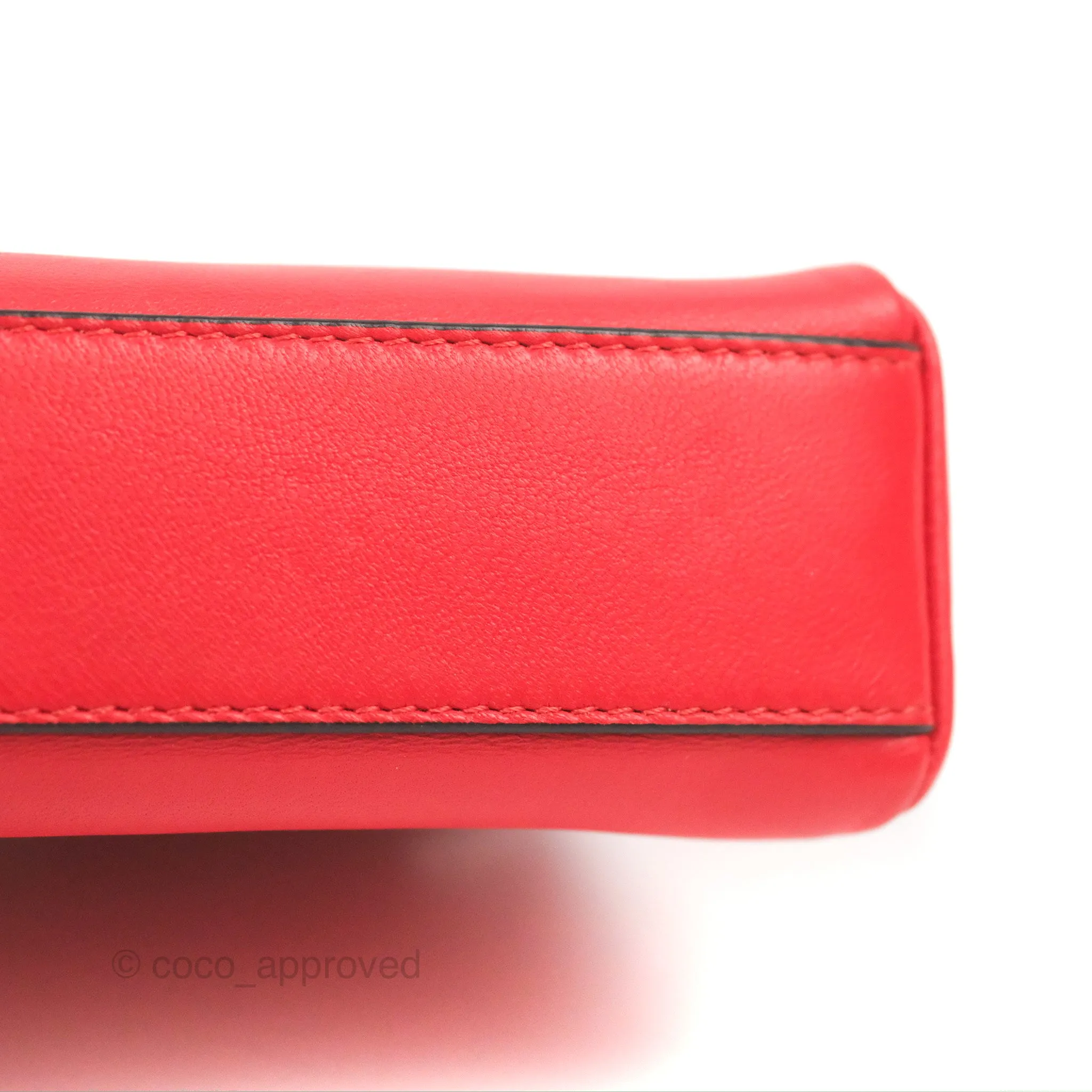 Fendi Micro Peekaboo Bag Red Calfskin Silver Hardware