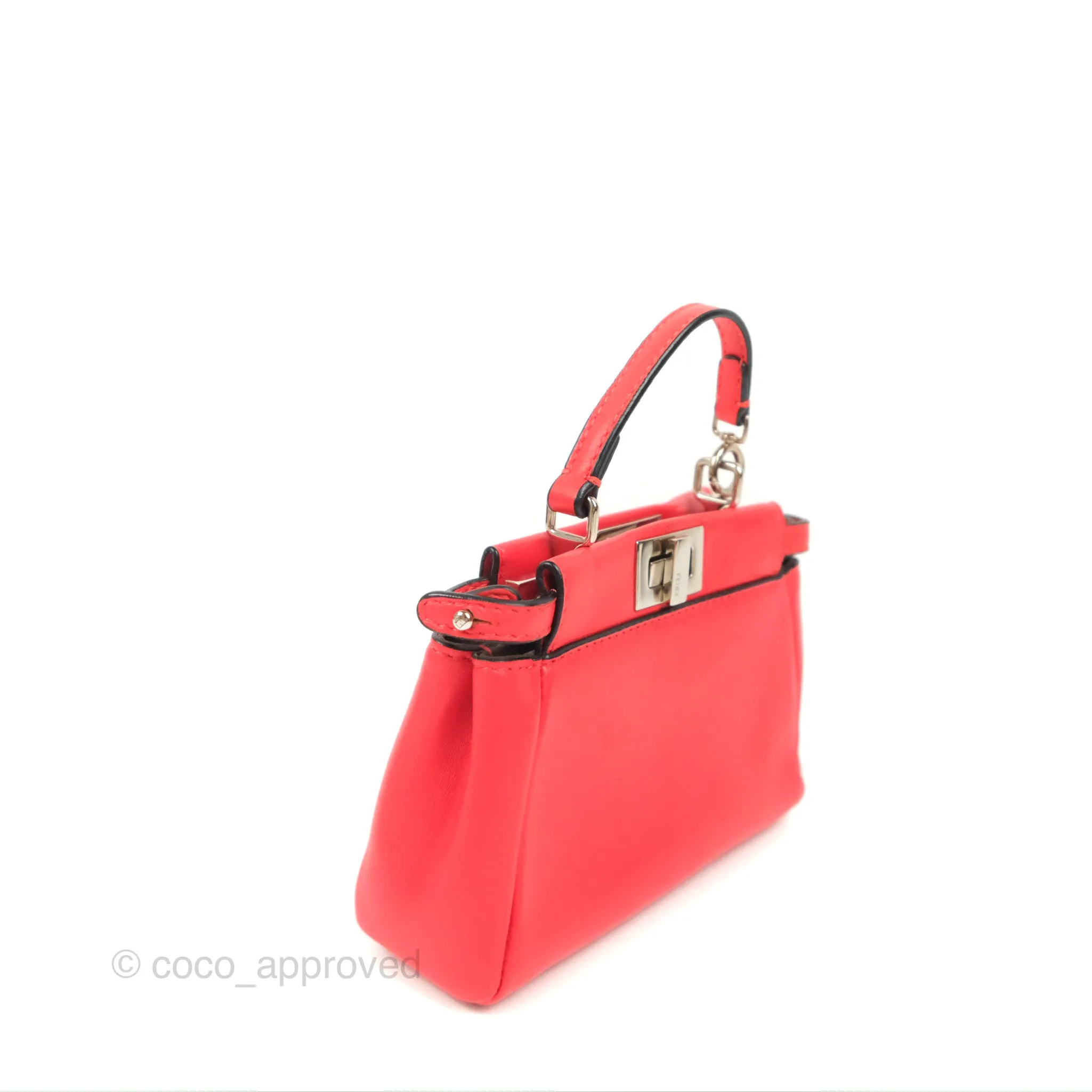 Fendi Micro Peekaboo Bag Red Calfskin Silver Hardware