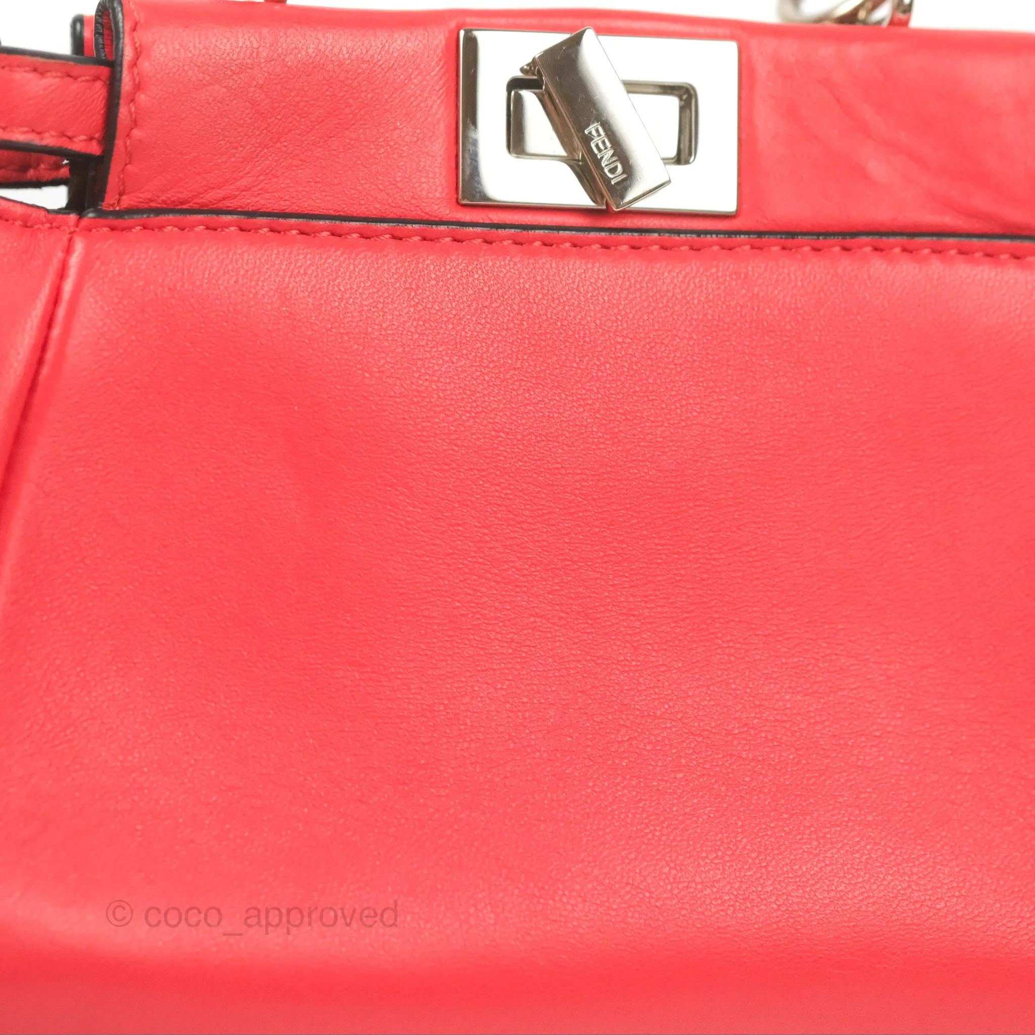 Fendi Micro Peekaboo Bag Red Calfskin Silver Hardware