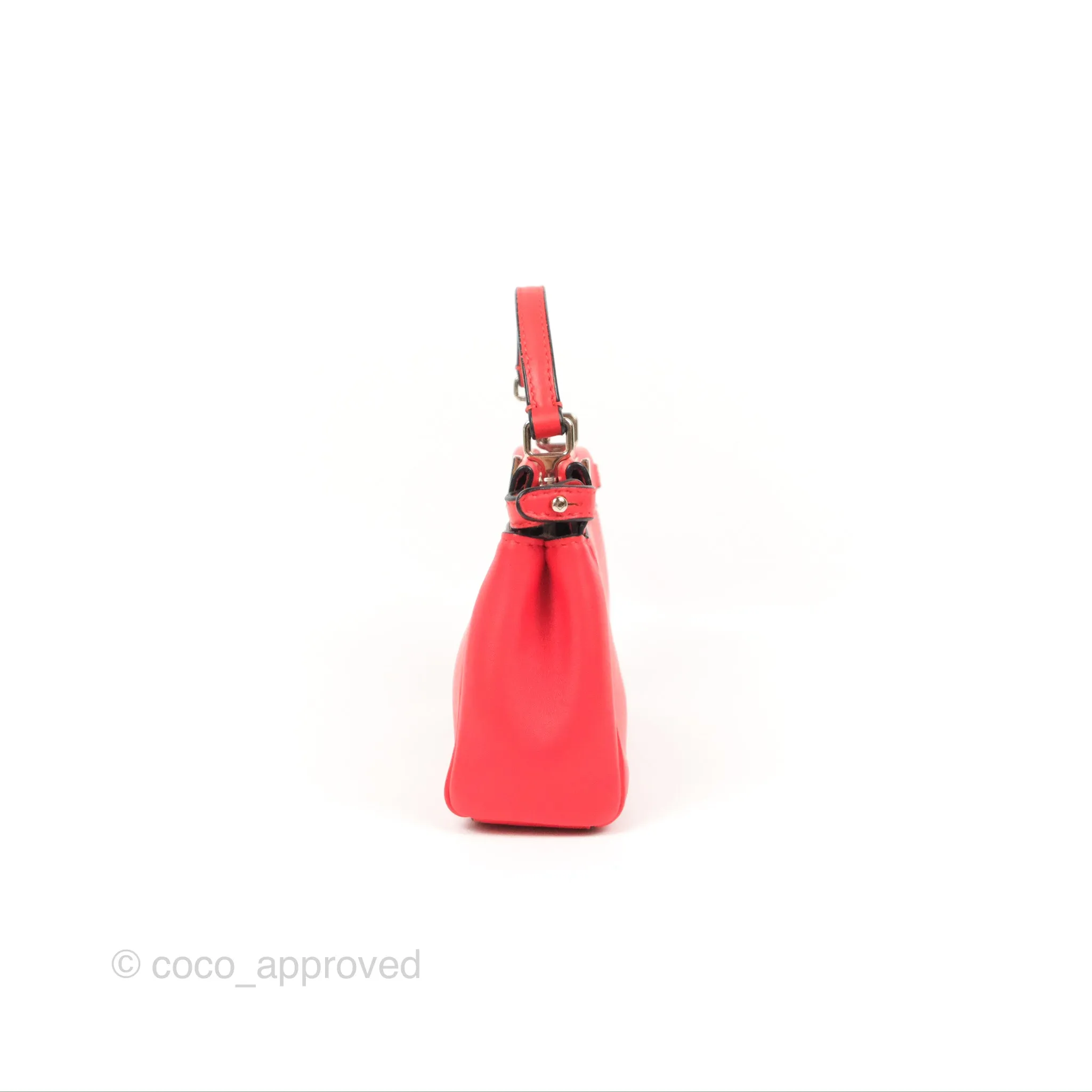 Fendi Micro Peekaboo Bag Red Calfskin Silver Hardware