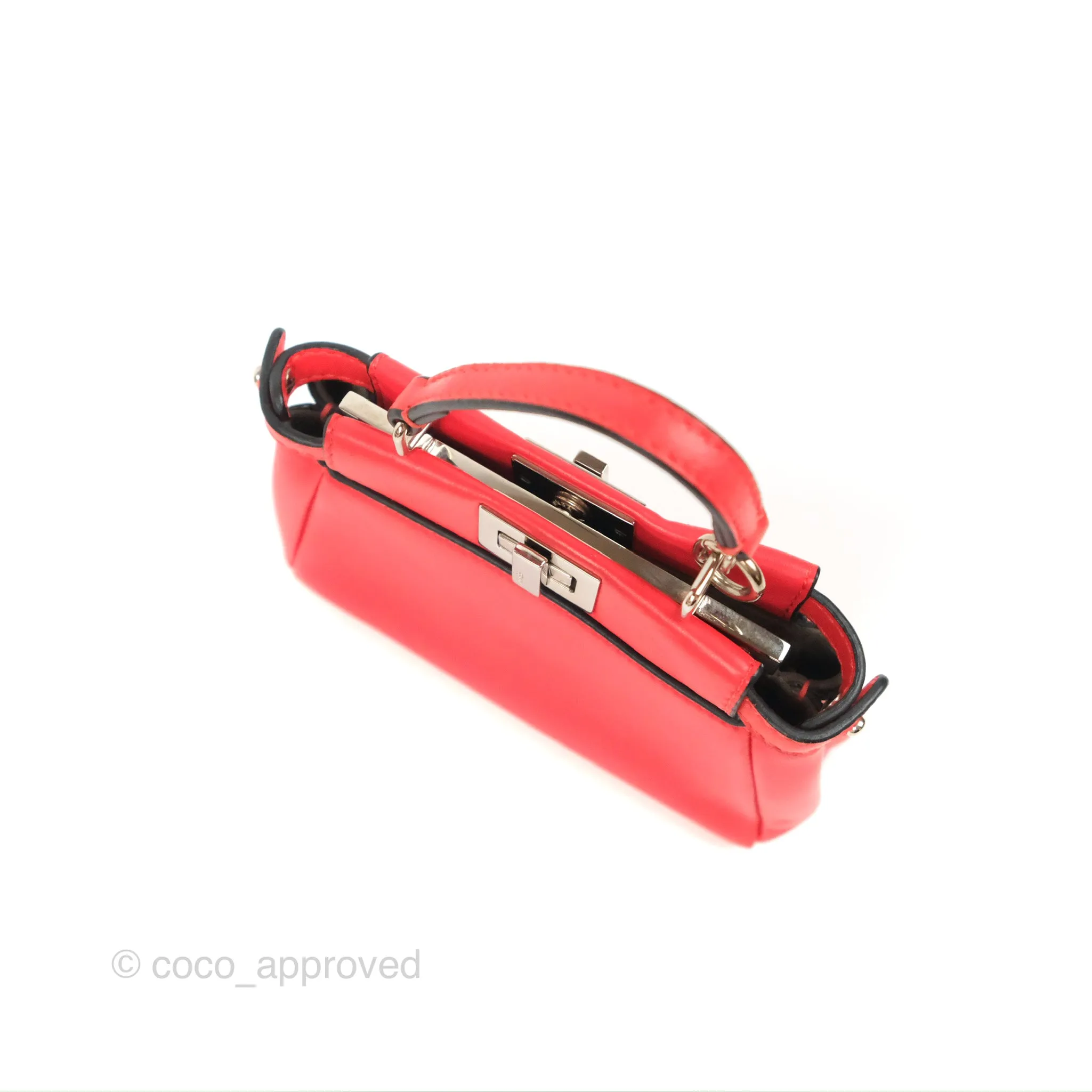 Fendi Micro Peekaboo Bag Red Calfskin Silver Hardware