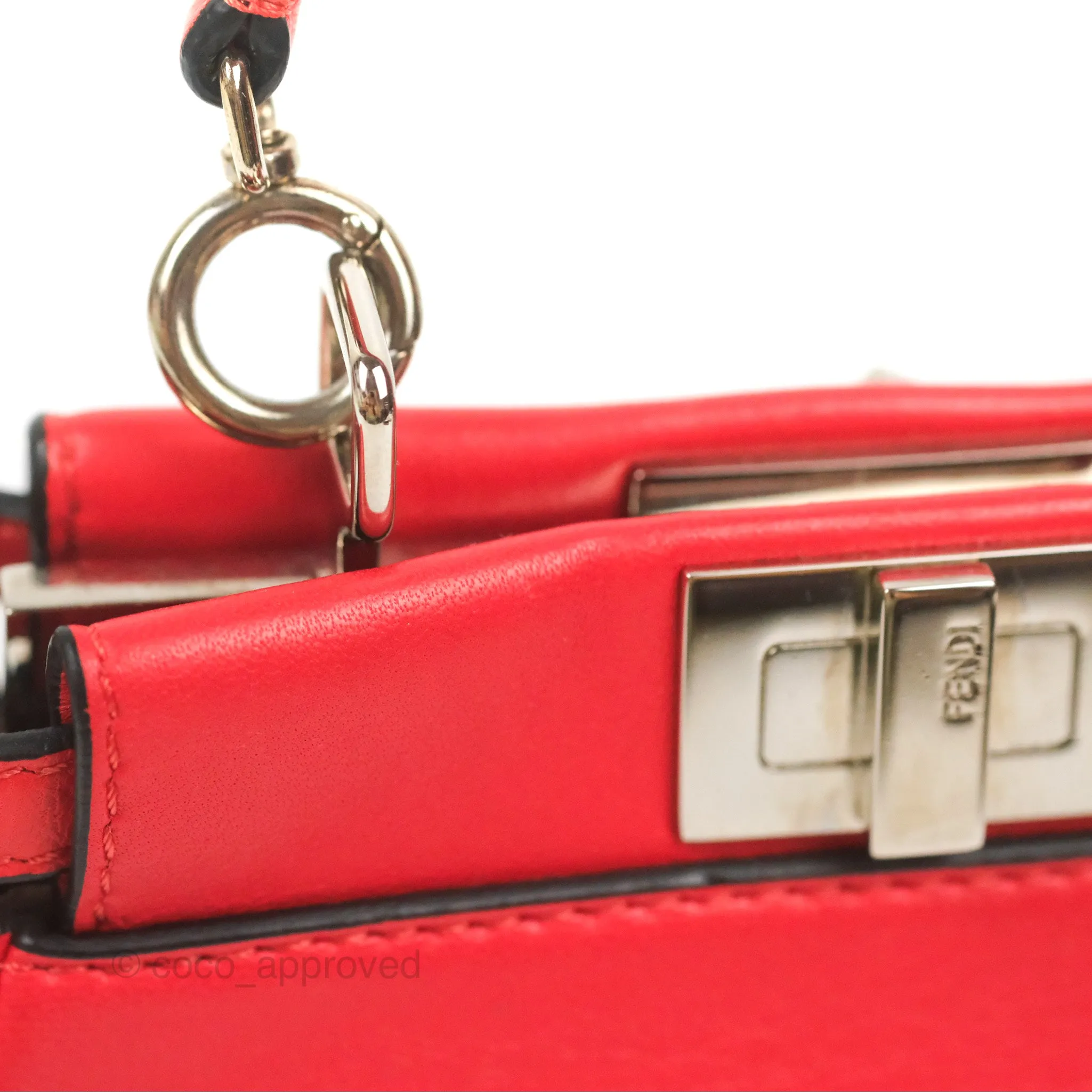 Fendi Micro Peekaboo Bag Red Calfskin Silver Hardware