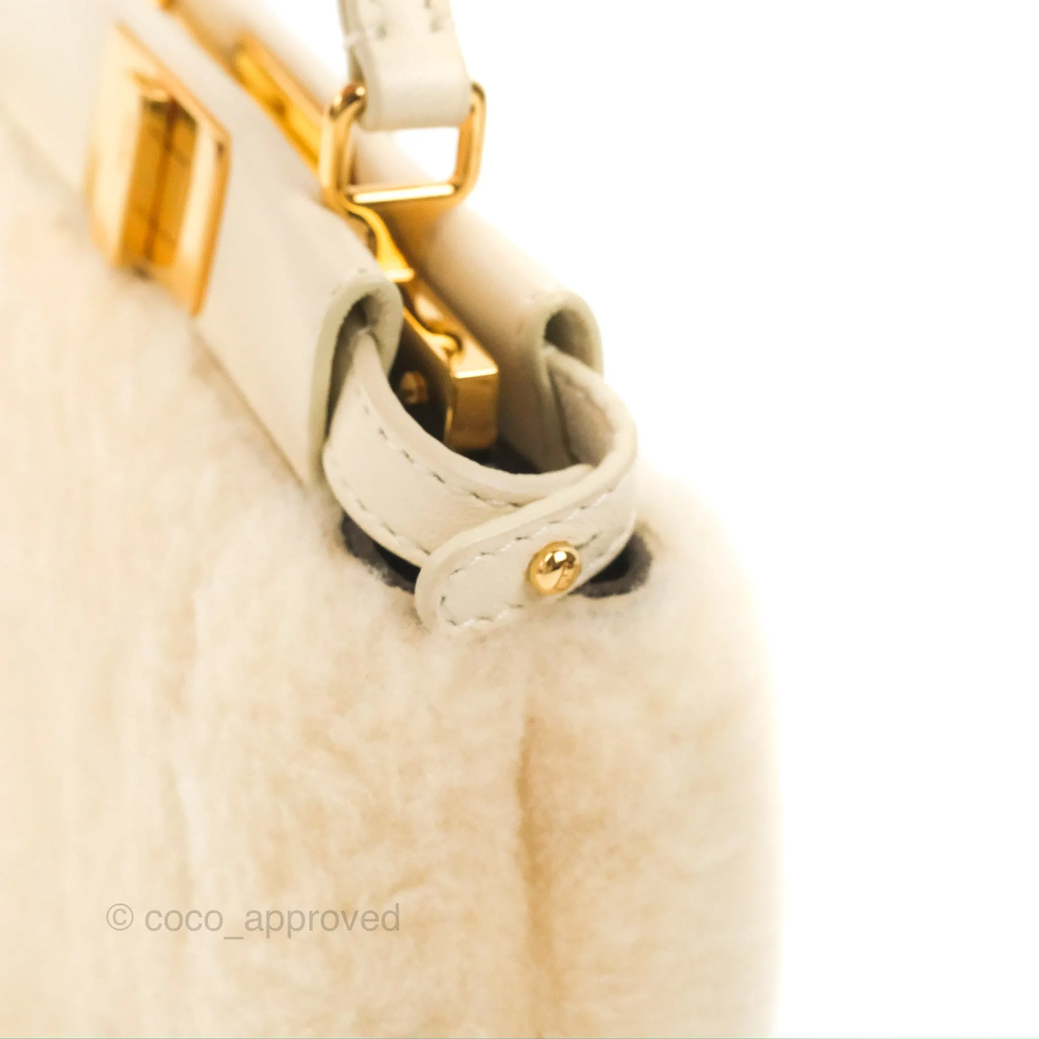 Fendi Micro Peekaboo Bag White Shearling Gold Hardware