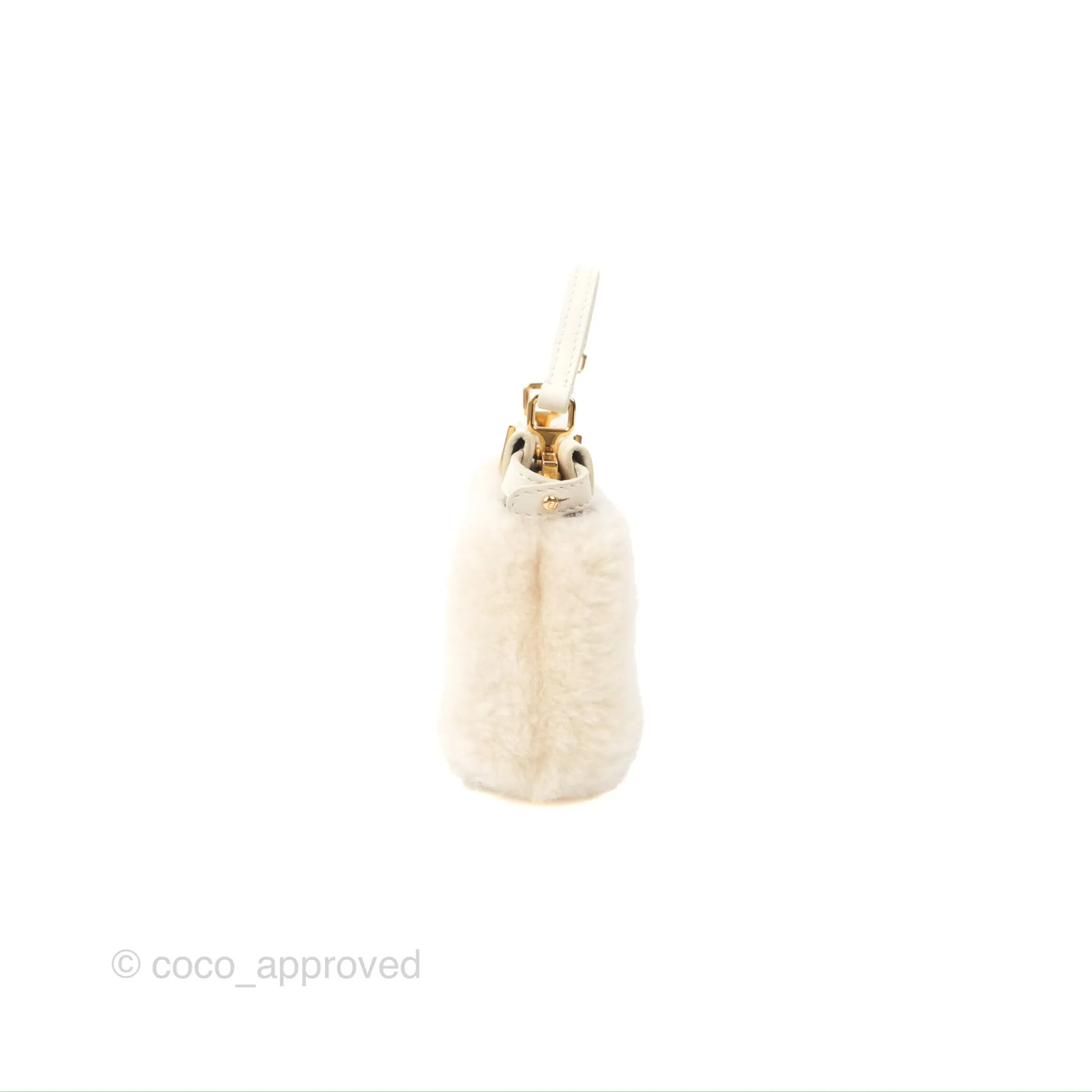 Fendi Micro Peekaboo Bag White Shearling Gold Hardware