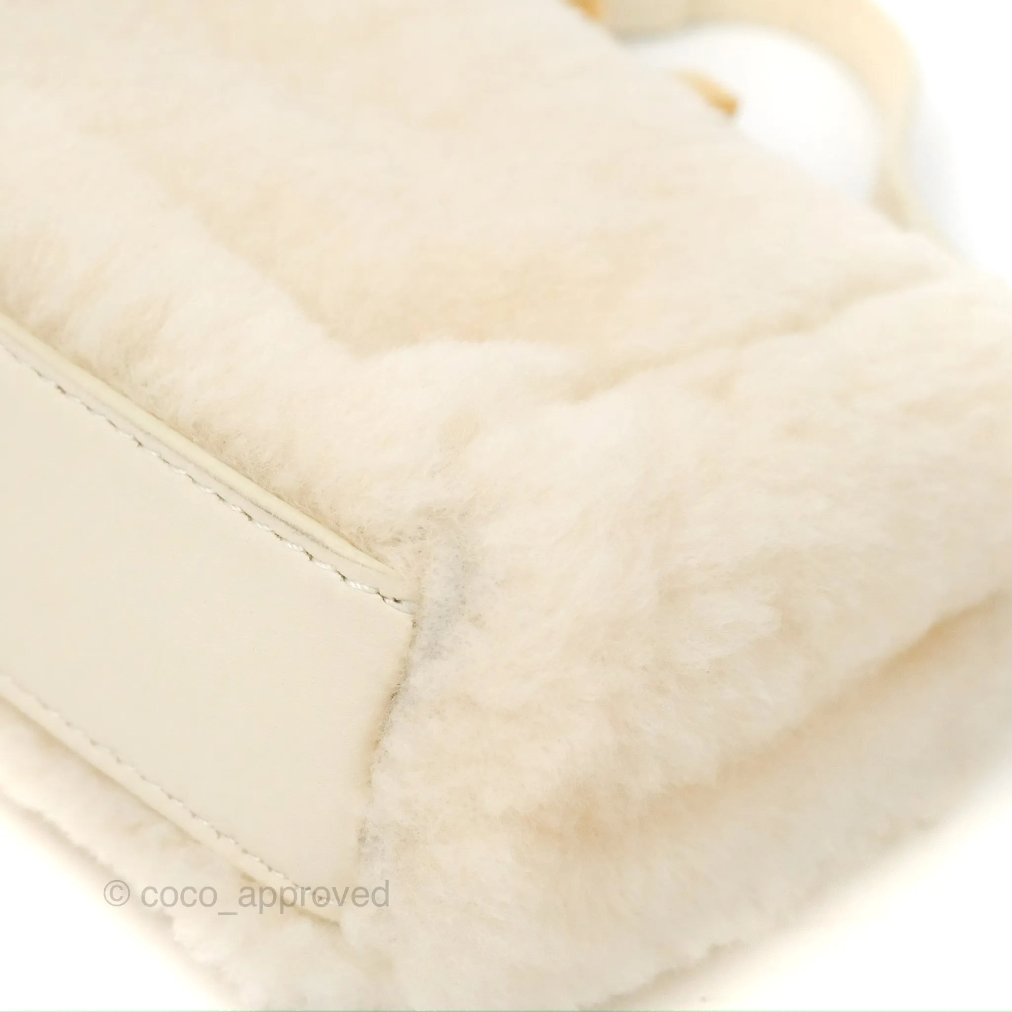 Fendi Micro Peekaboo Bag White Shearling Gold Hardware