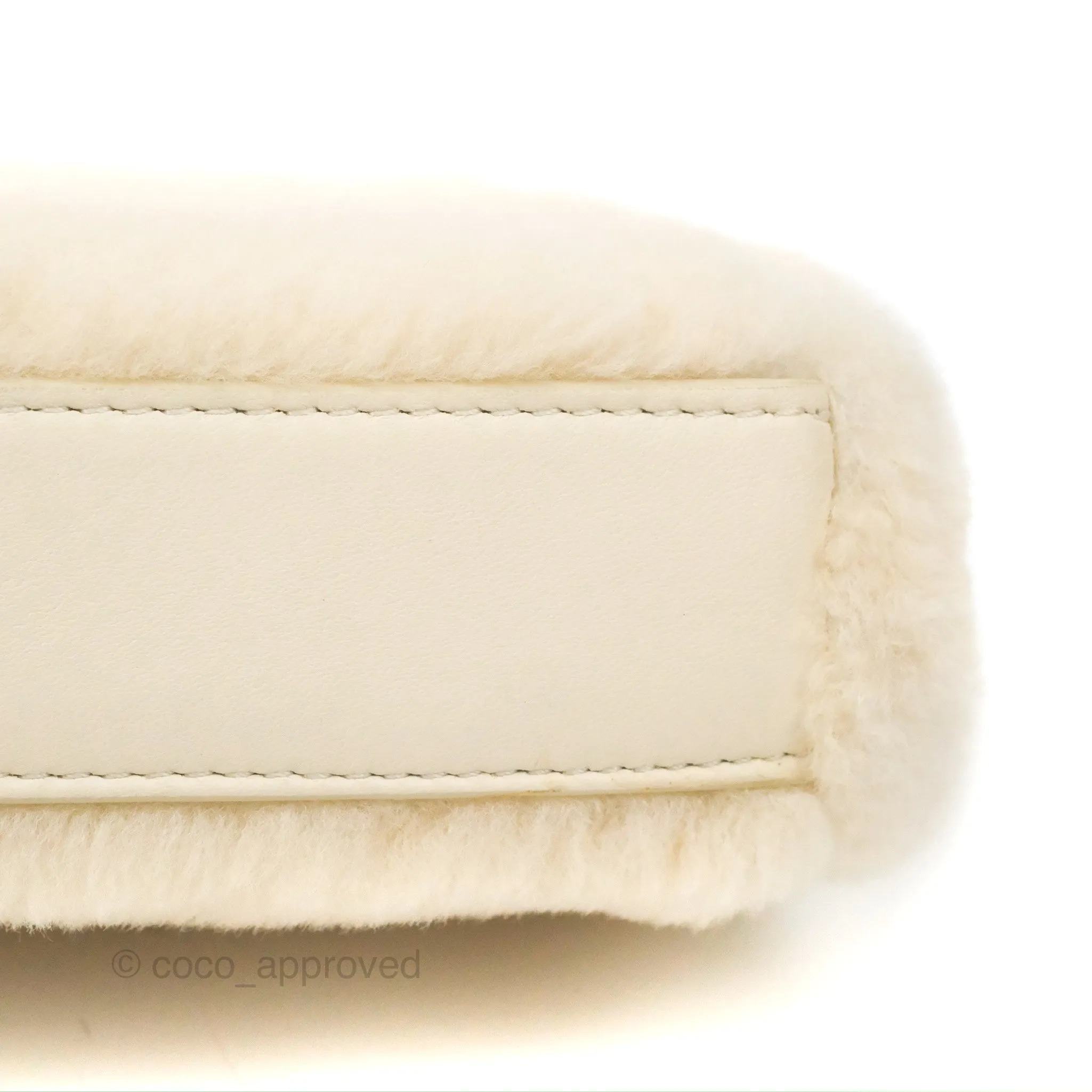 Fendi Micro Peekaboo Bag White Shearling Gold Hardware