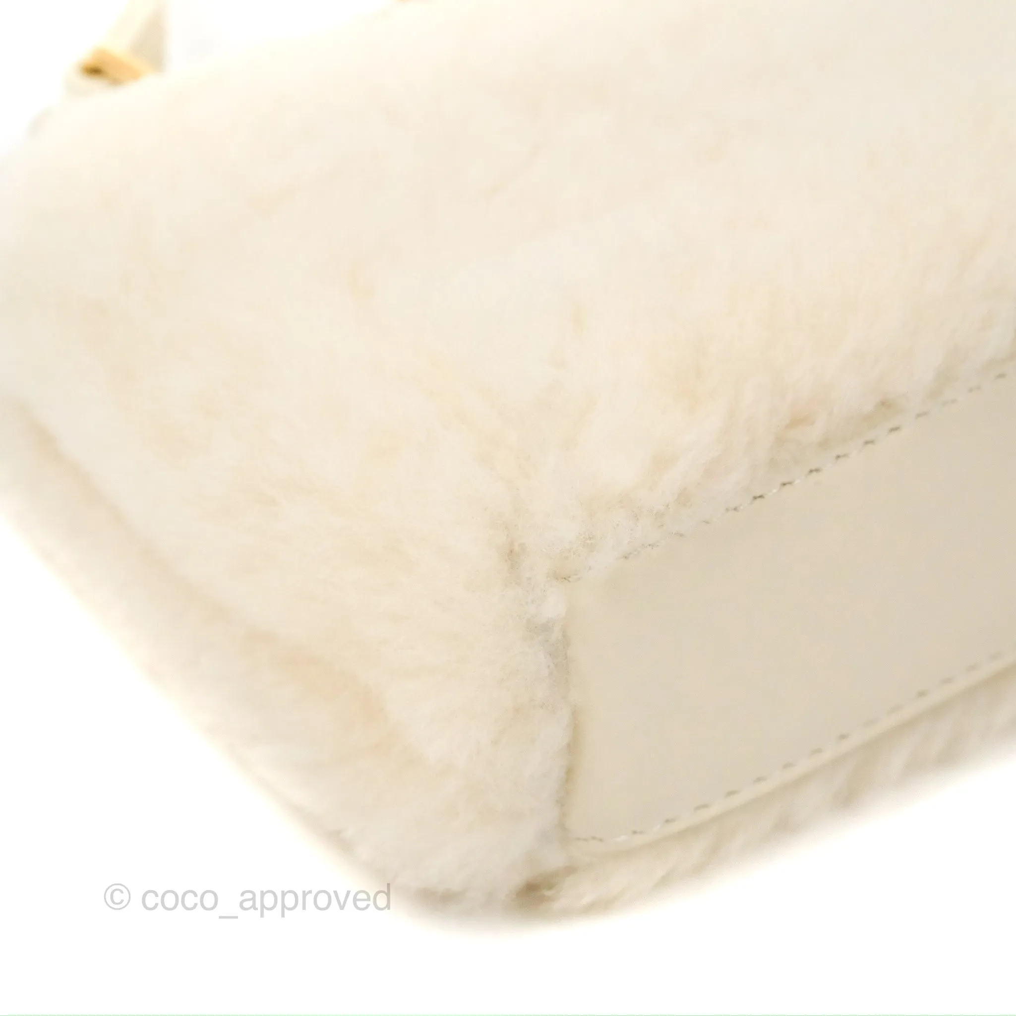 Fendi Micro Peekaboo Bag White Shearling Gold Hardware