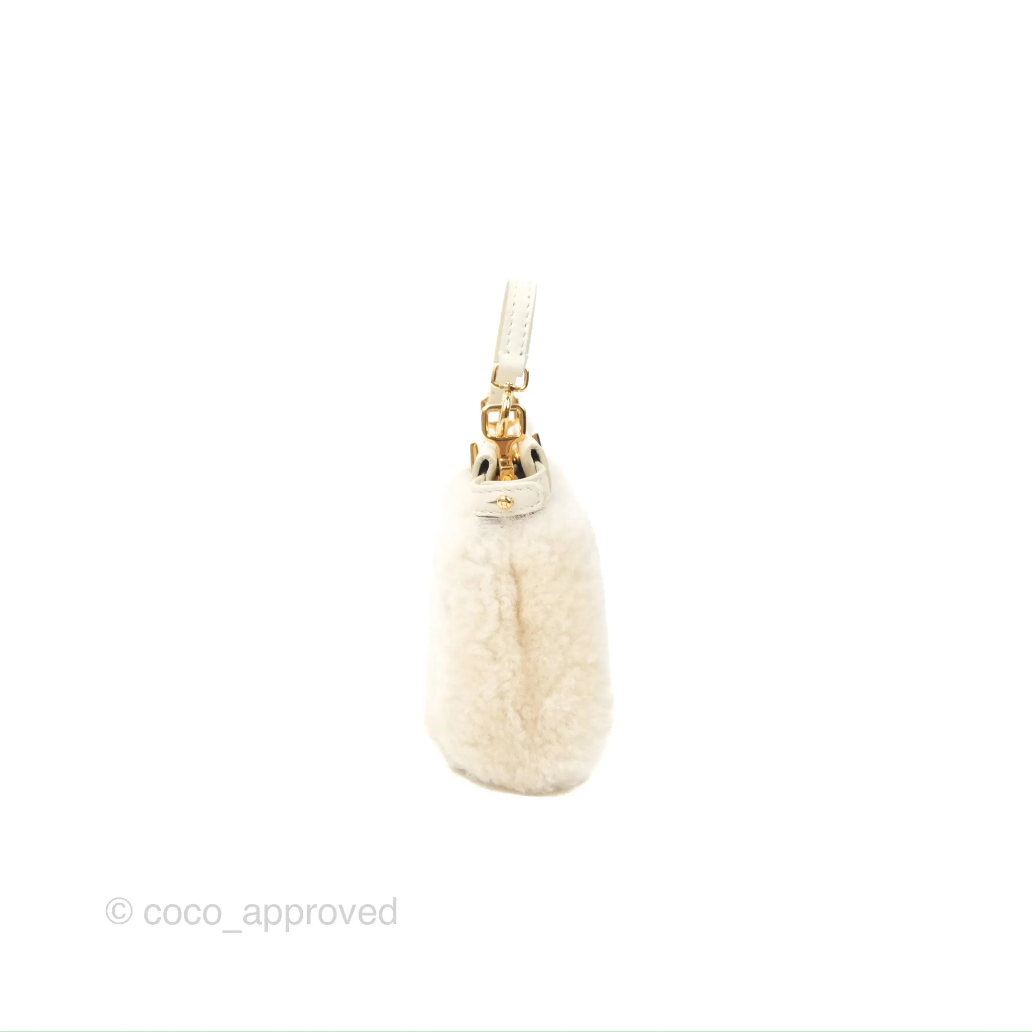 Fendi Micro Peekaboo Bag White Shearling Gold Hardware