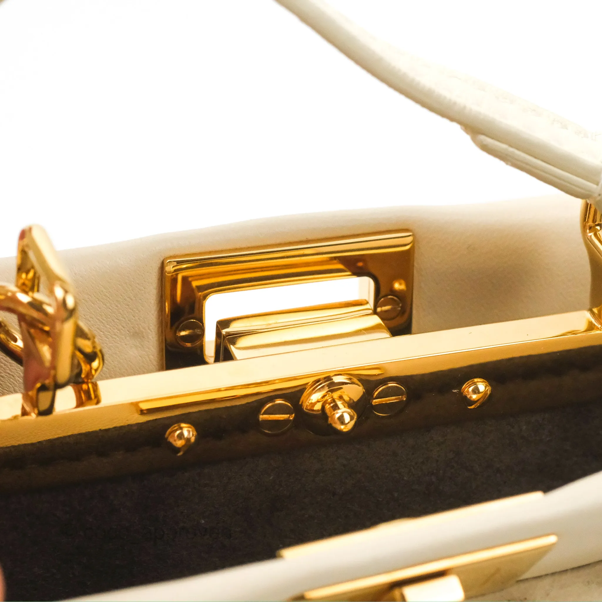 Fendi Micro Peekaboo Bag White Shearling Gold Hardware