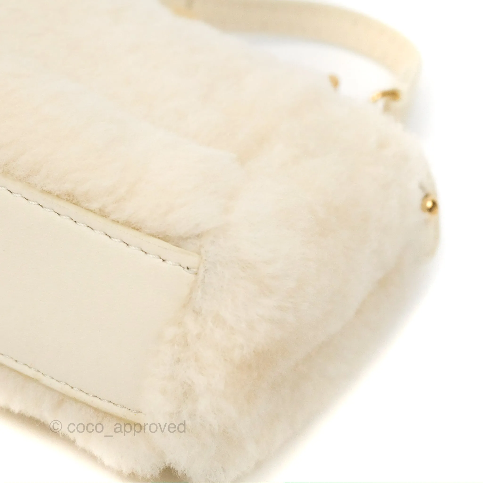 Fendi Micro Peekaboo Bag White Shearling Gold Hardware
