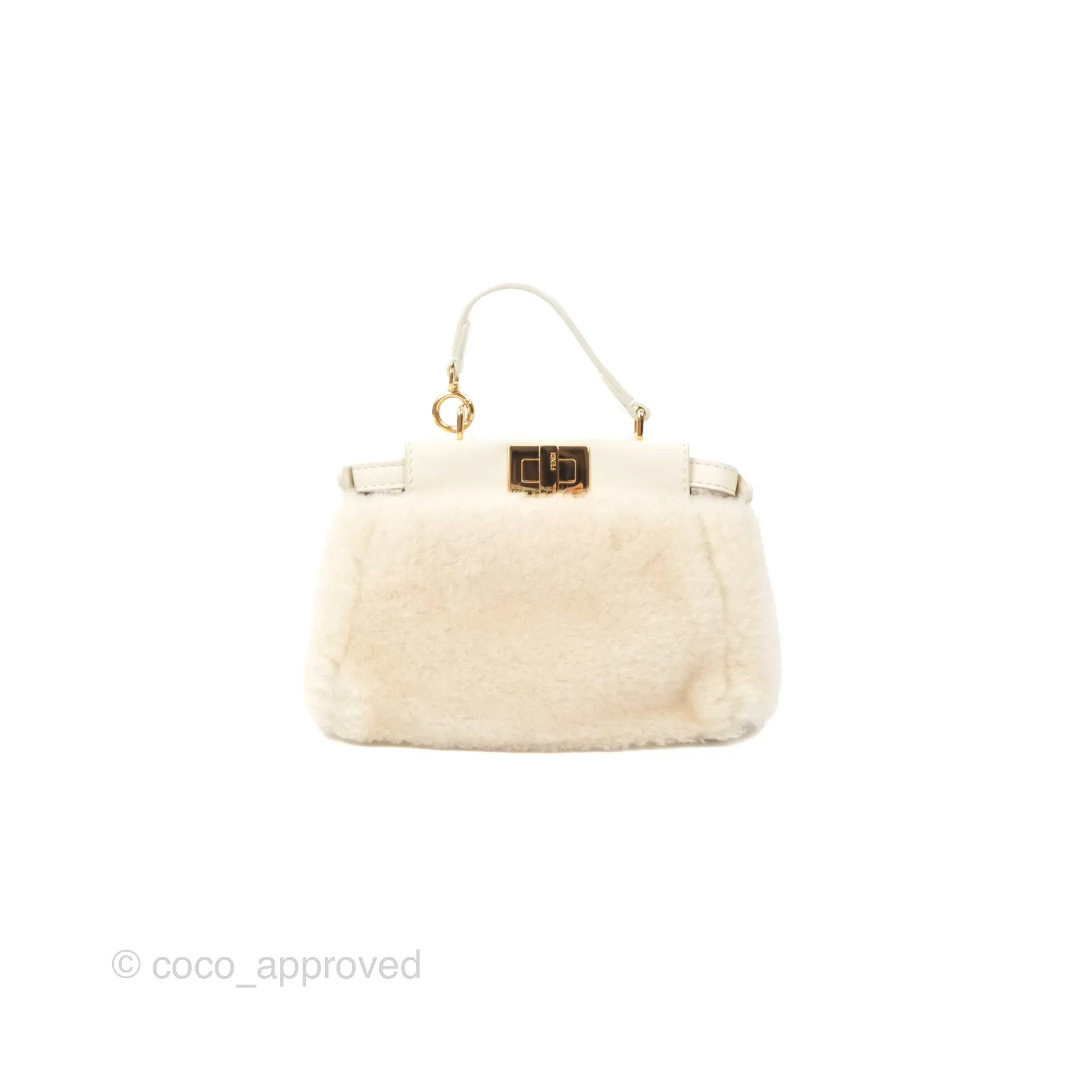 Fendi Micro Peekaboo Bag White Shearling Gold Hardware
