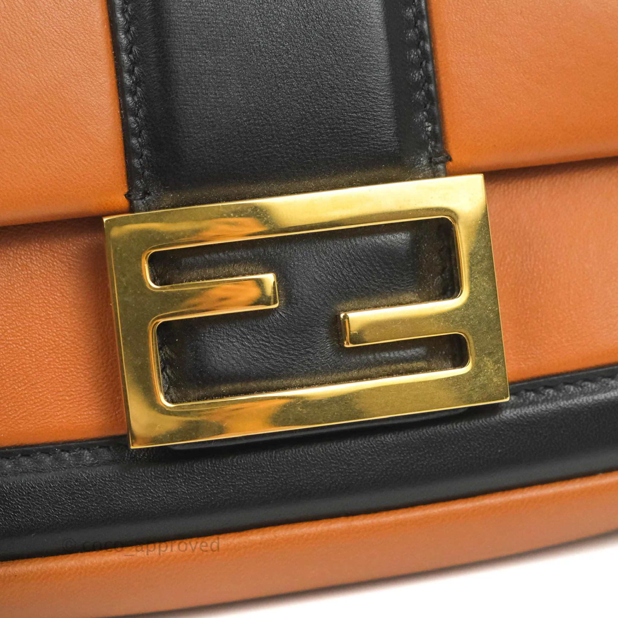 Fendi Mini Baguette Chain Bag Bi-Color Brown/Black Nappa
