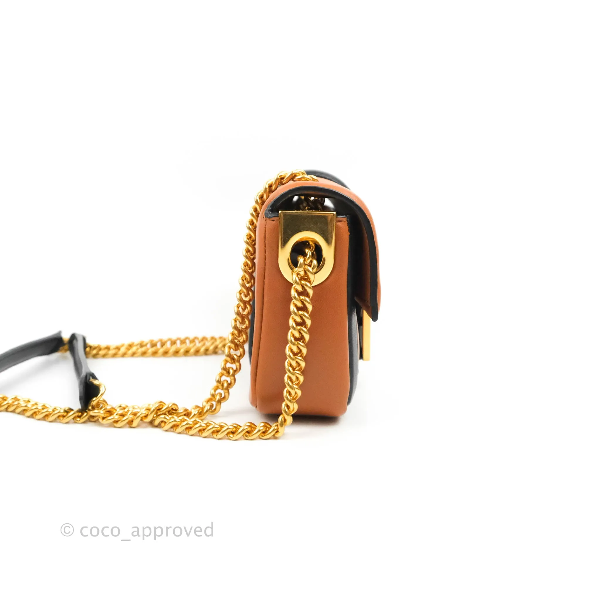 Fendi Mini Baguette Chain Bag Bi-Color Brown/Black Nappa
