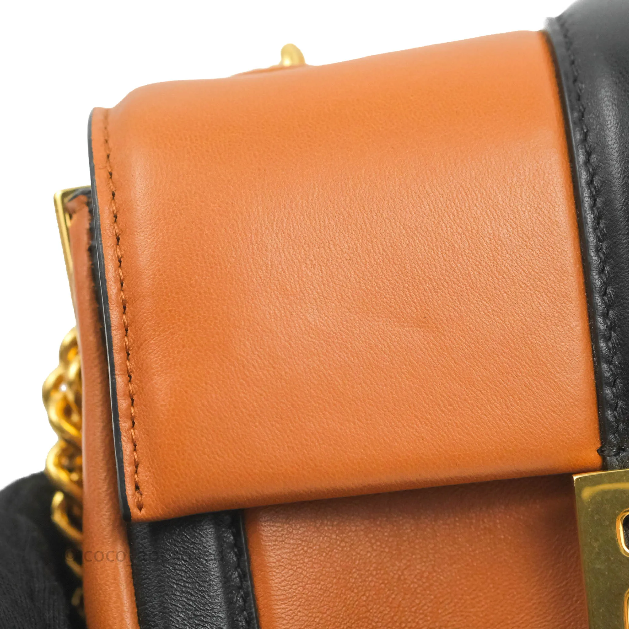 Fendi Mini Baguette Chain Bag Bi-Color Brown/Black Nappa