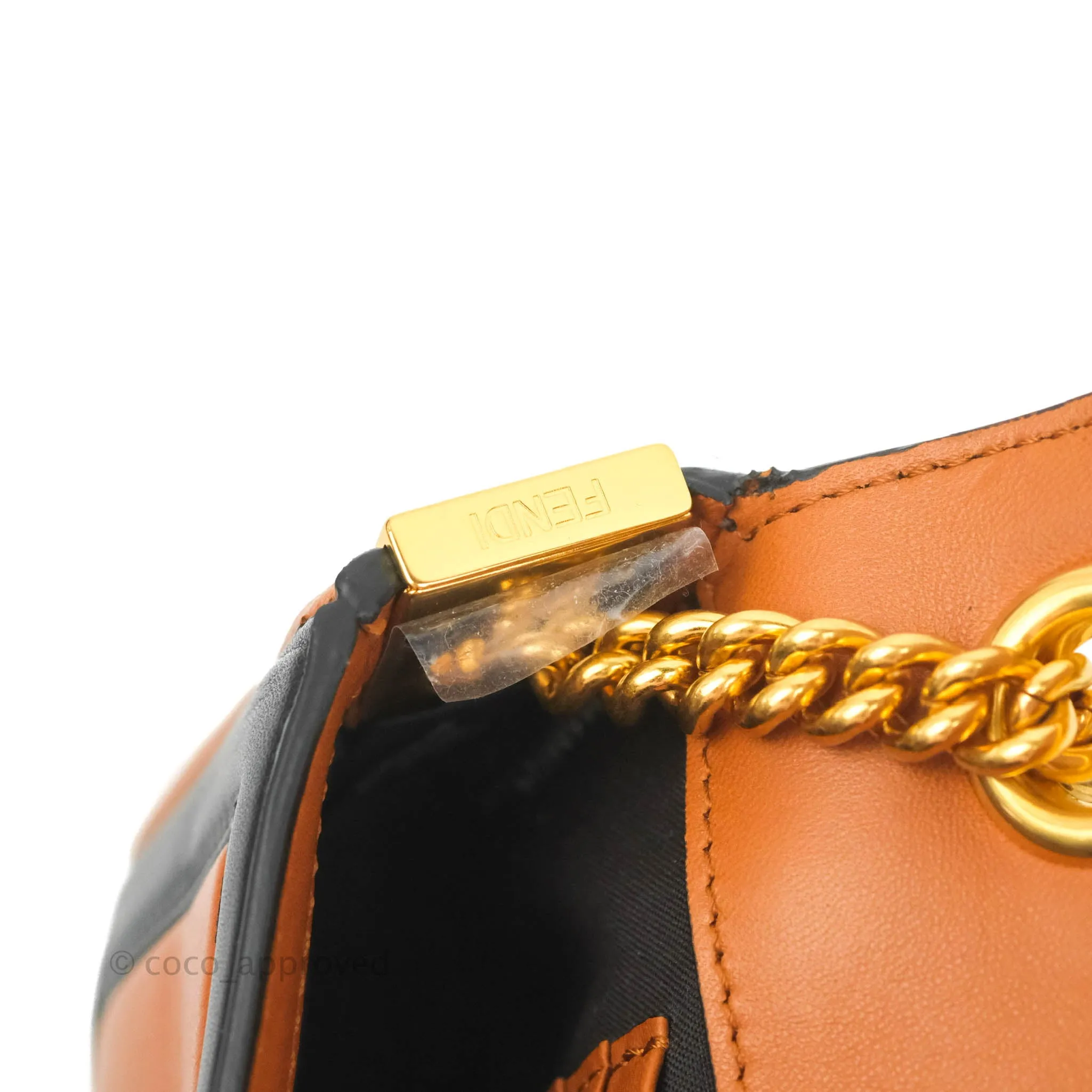 Fendi Mini Baguette Chain Bag Bi-Color Brown/Black Nappa