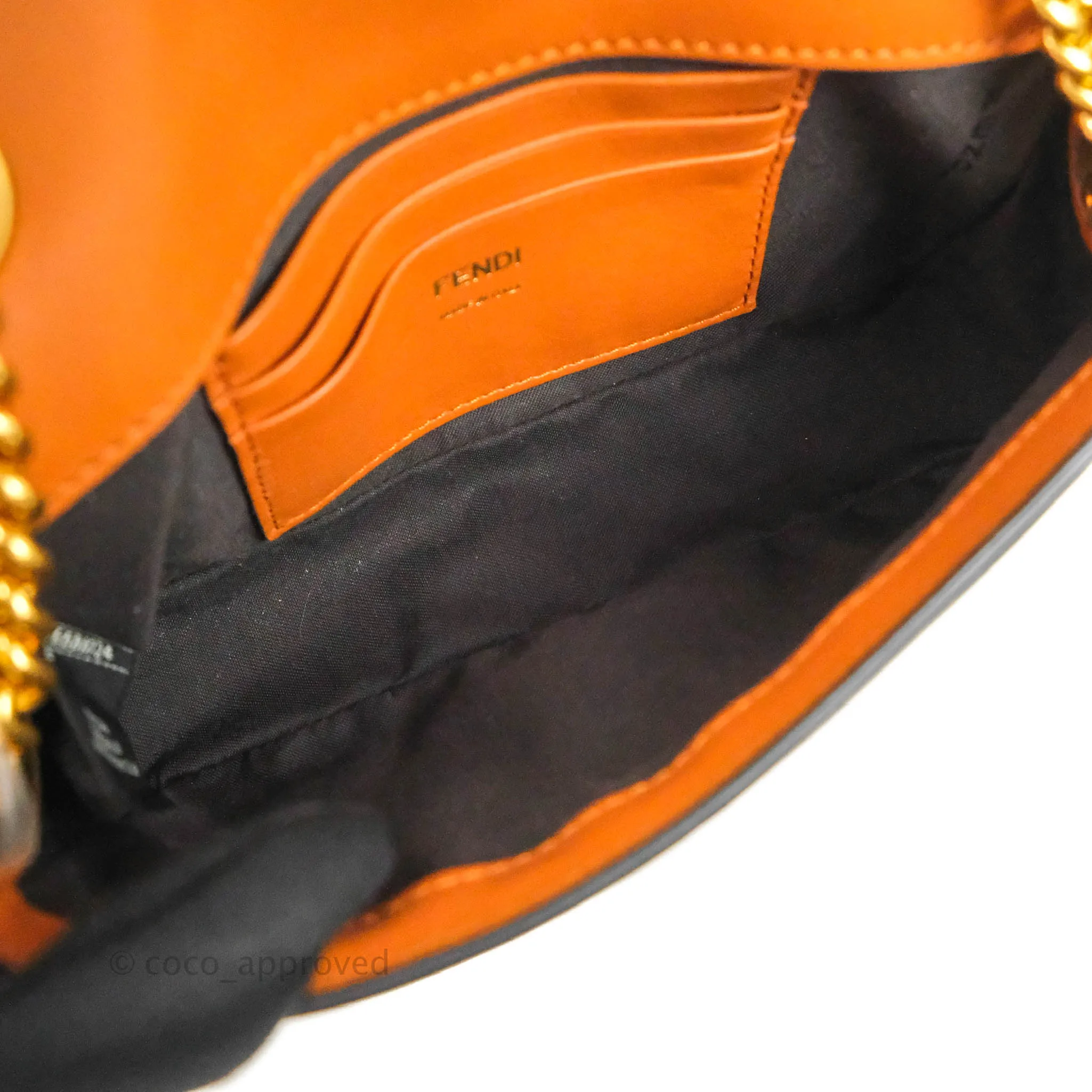 Fendi Mini Baguette Chain Bag Bi-Color Brown/Black Nappa