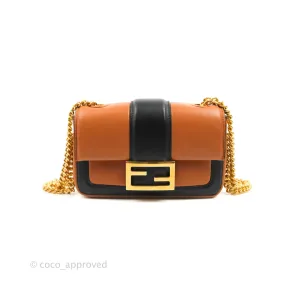 Fendi Mini Baguette Chain Bag Bi-Color Brown/Black Nappa