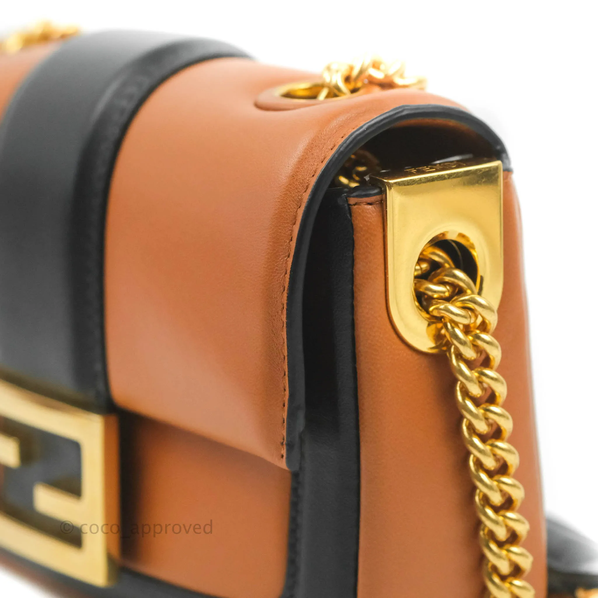 Fendi Mini Baguette Chain Bag Bi-Color Brown/Black Nappa