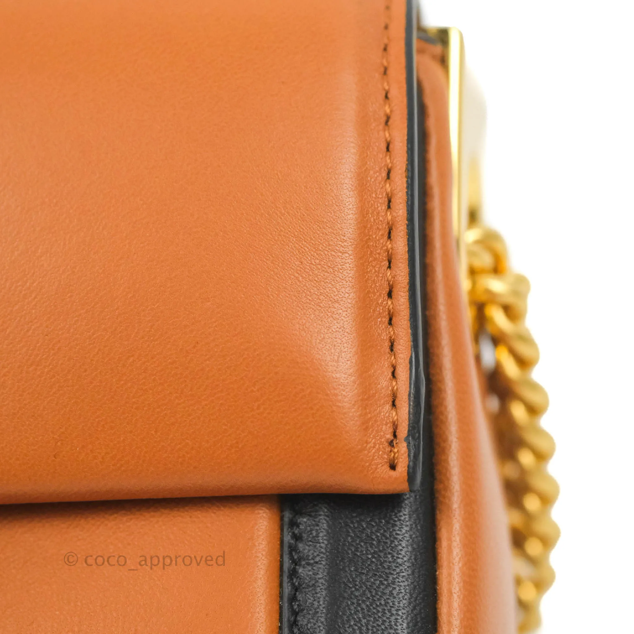 Fendi Mini Baguette Chain Bag Bi-Color Brown/Black Nappa