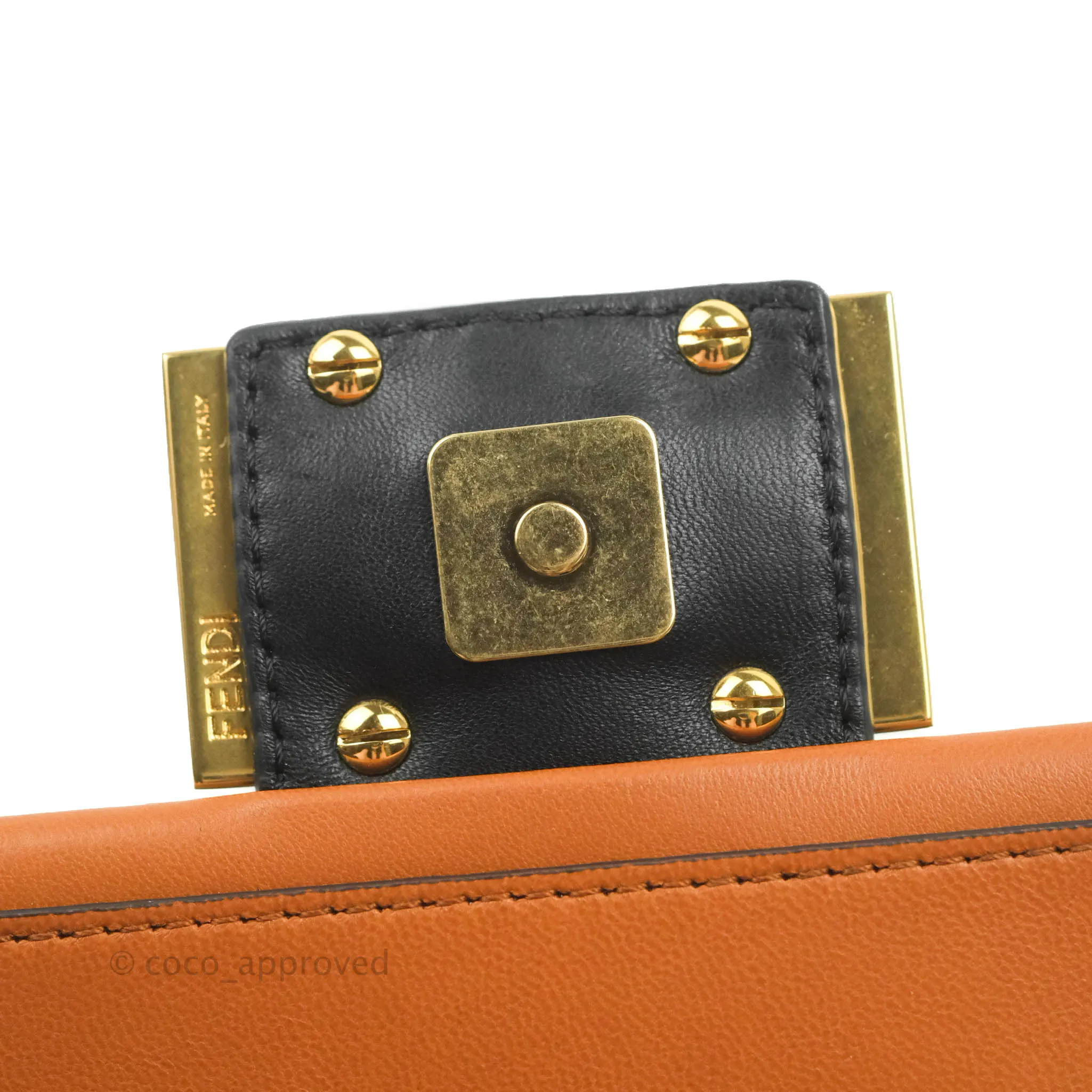 Fendi Mini Baguette Chain Bag Bi-Color Brown/Black Nappa